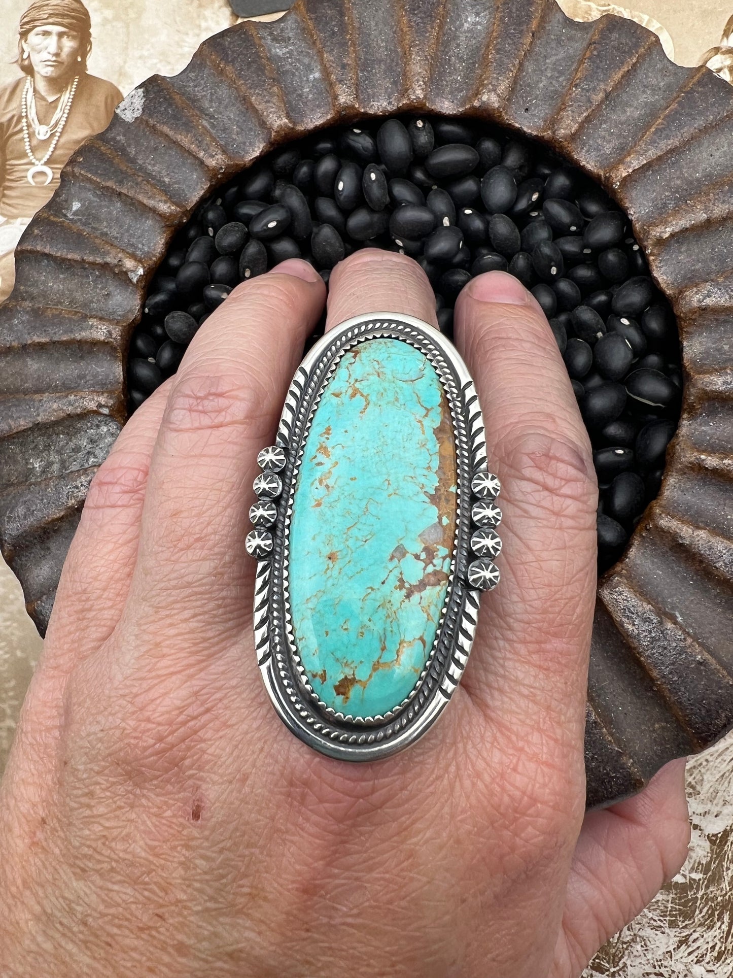 Large Turquoise Ring size 9 LE