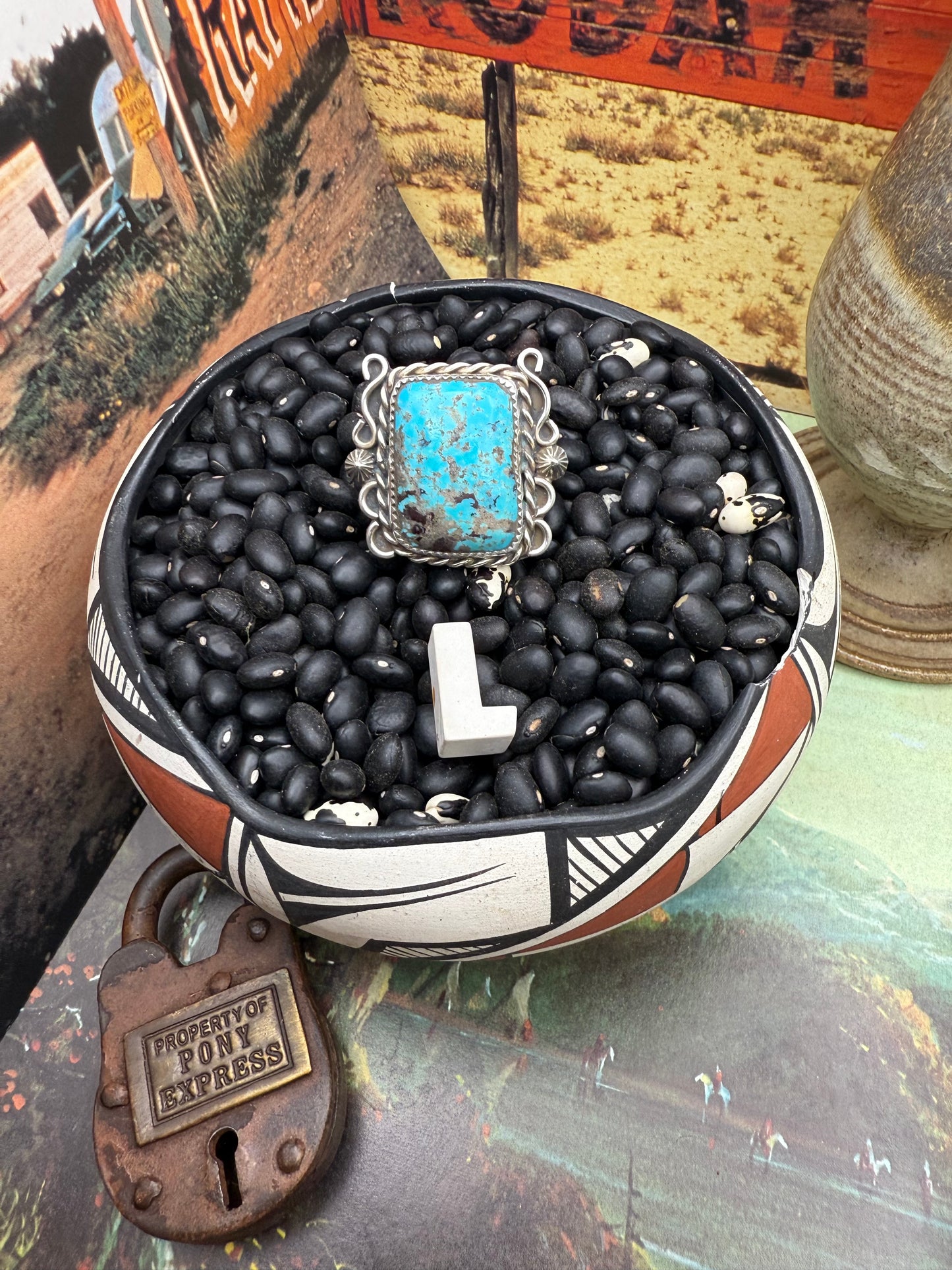 $99 Turquoise Statement Ring L size 9