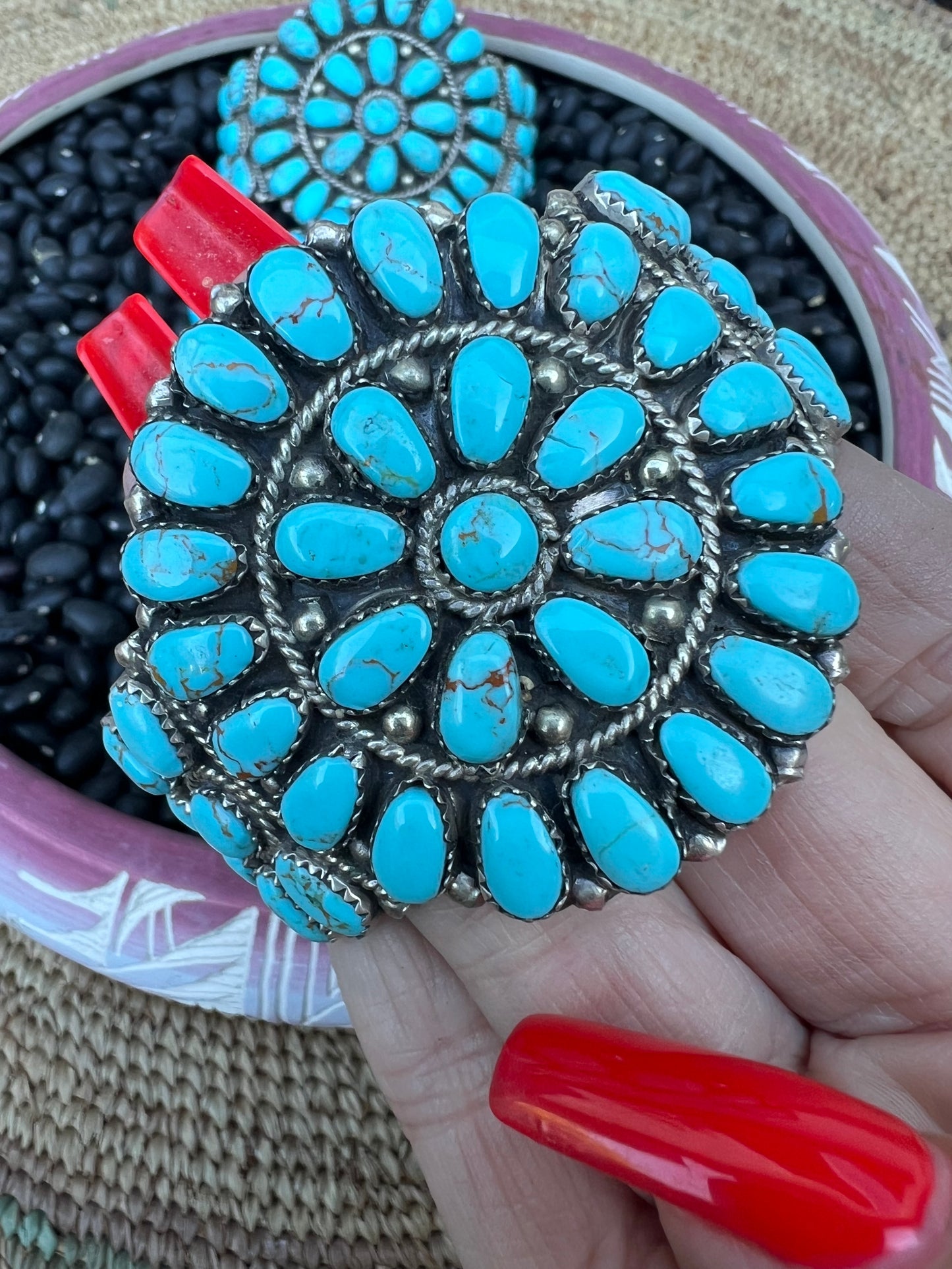 Traditional Turquoise Cluster Cuff