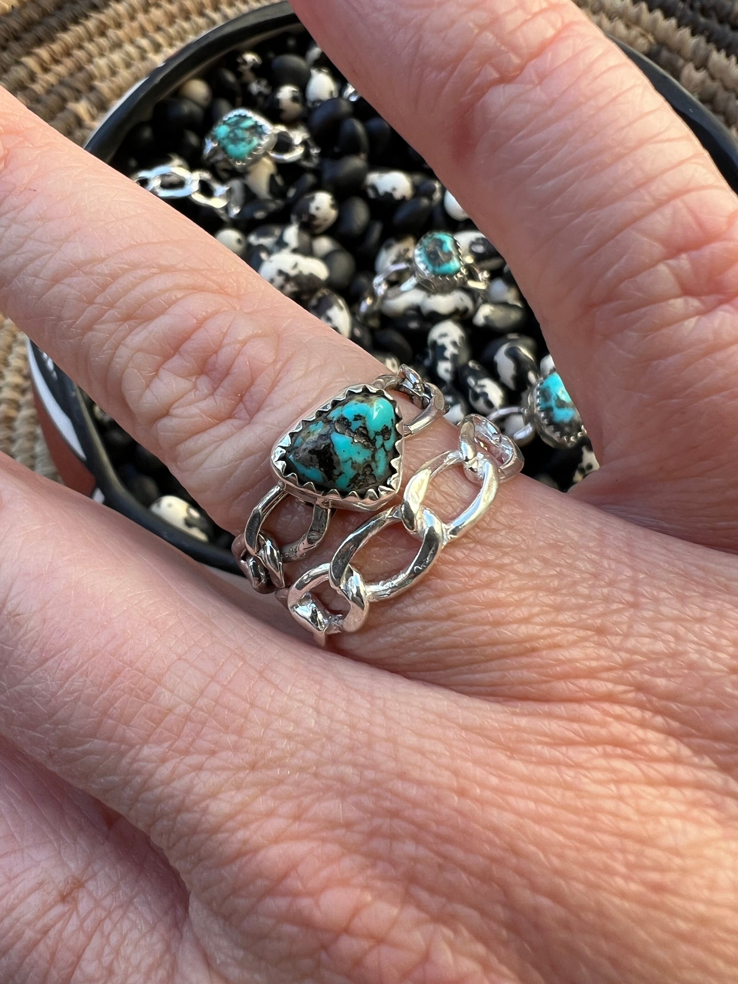 Turquoise Chain Link Ring