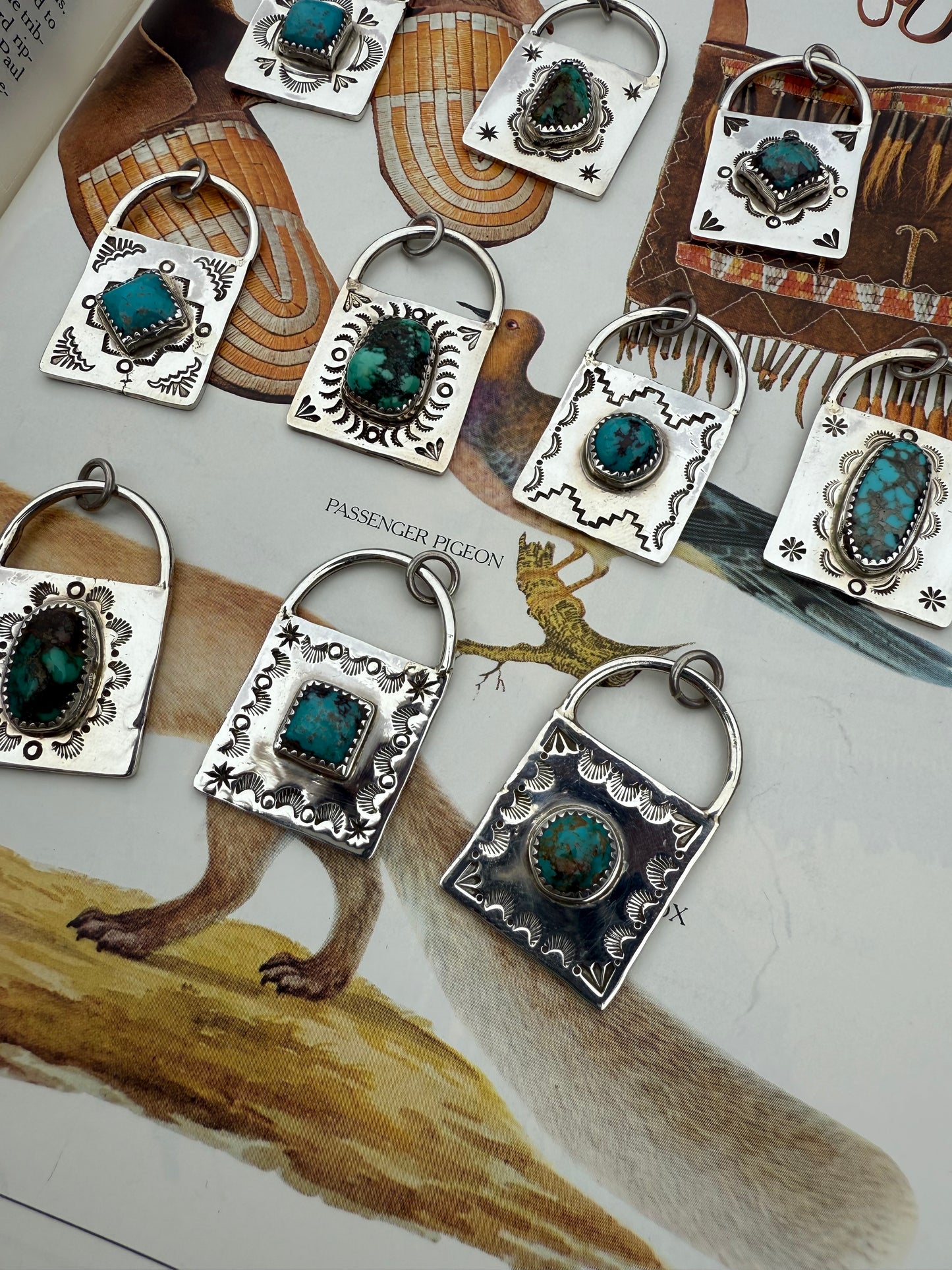 Handstamped Sterling Turquoise Locks