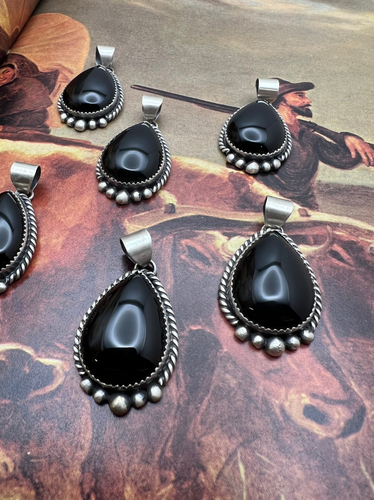 Black Onyx Pendant with Bead detail