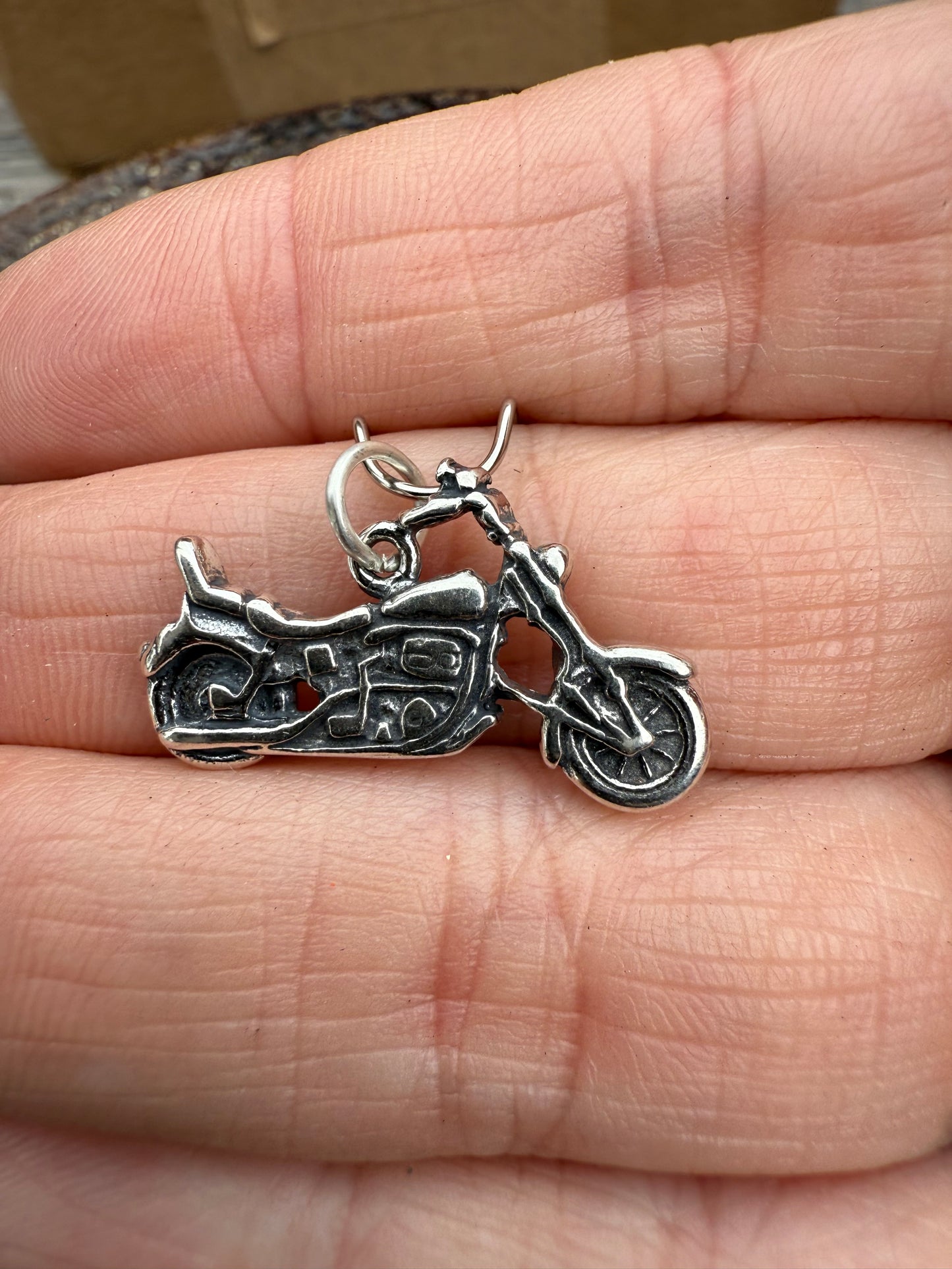 Motorcycle Sterling Silver Charm