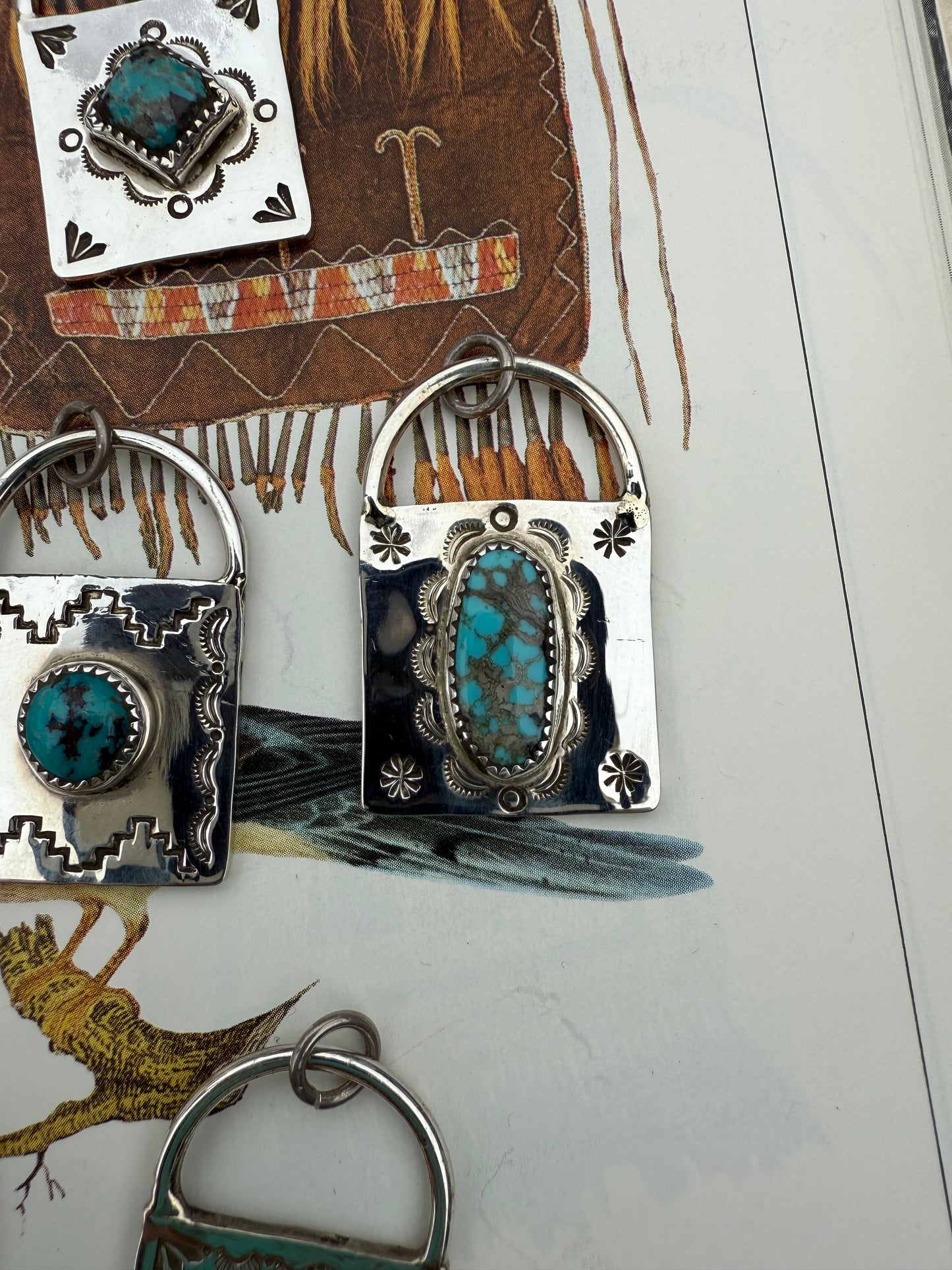 Handstamped Sterling Turquoise Locks