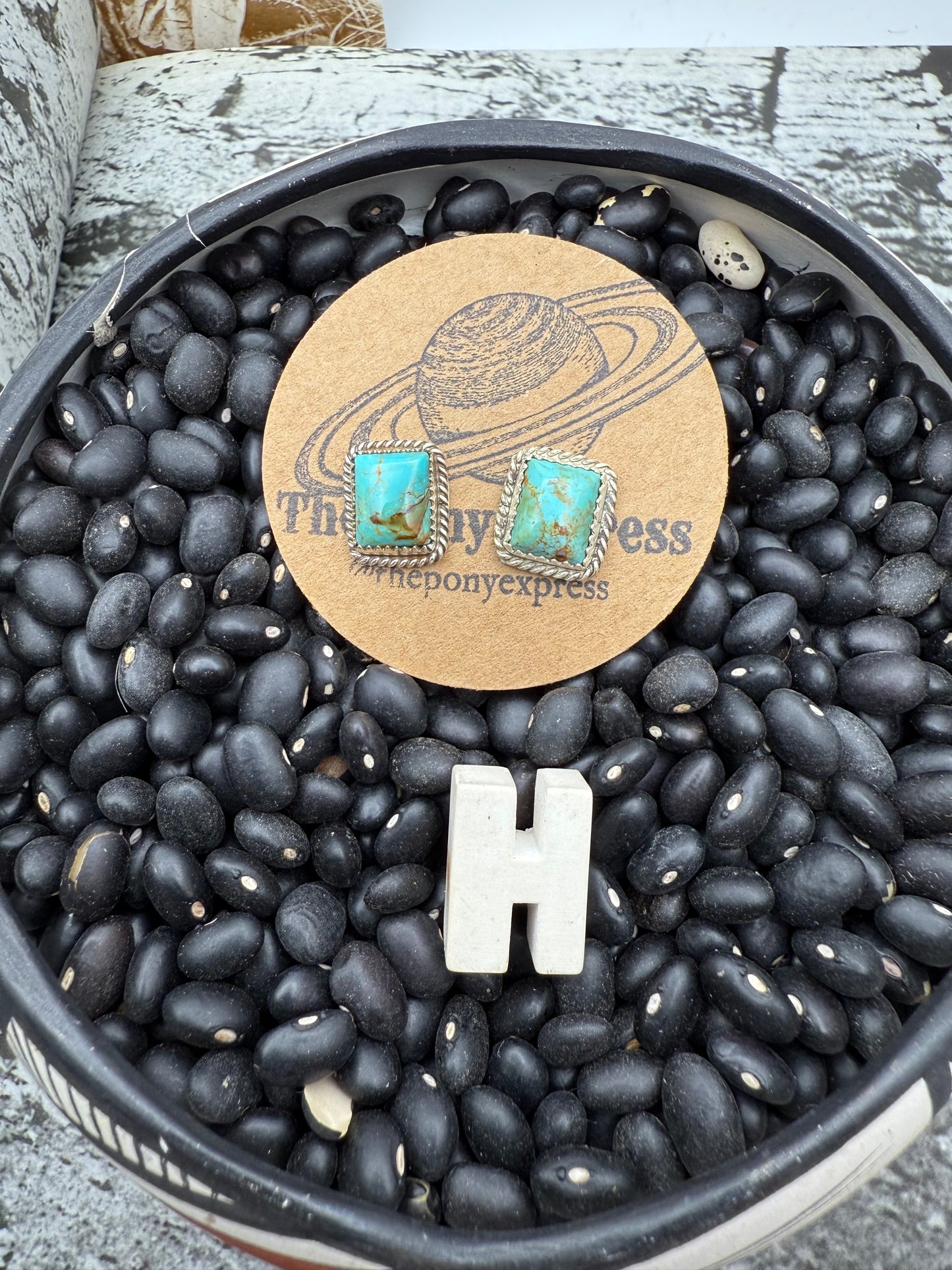 Rectangle Turquoise Studs