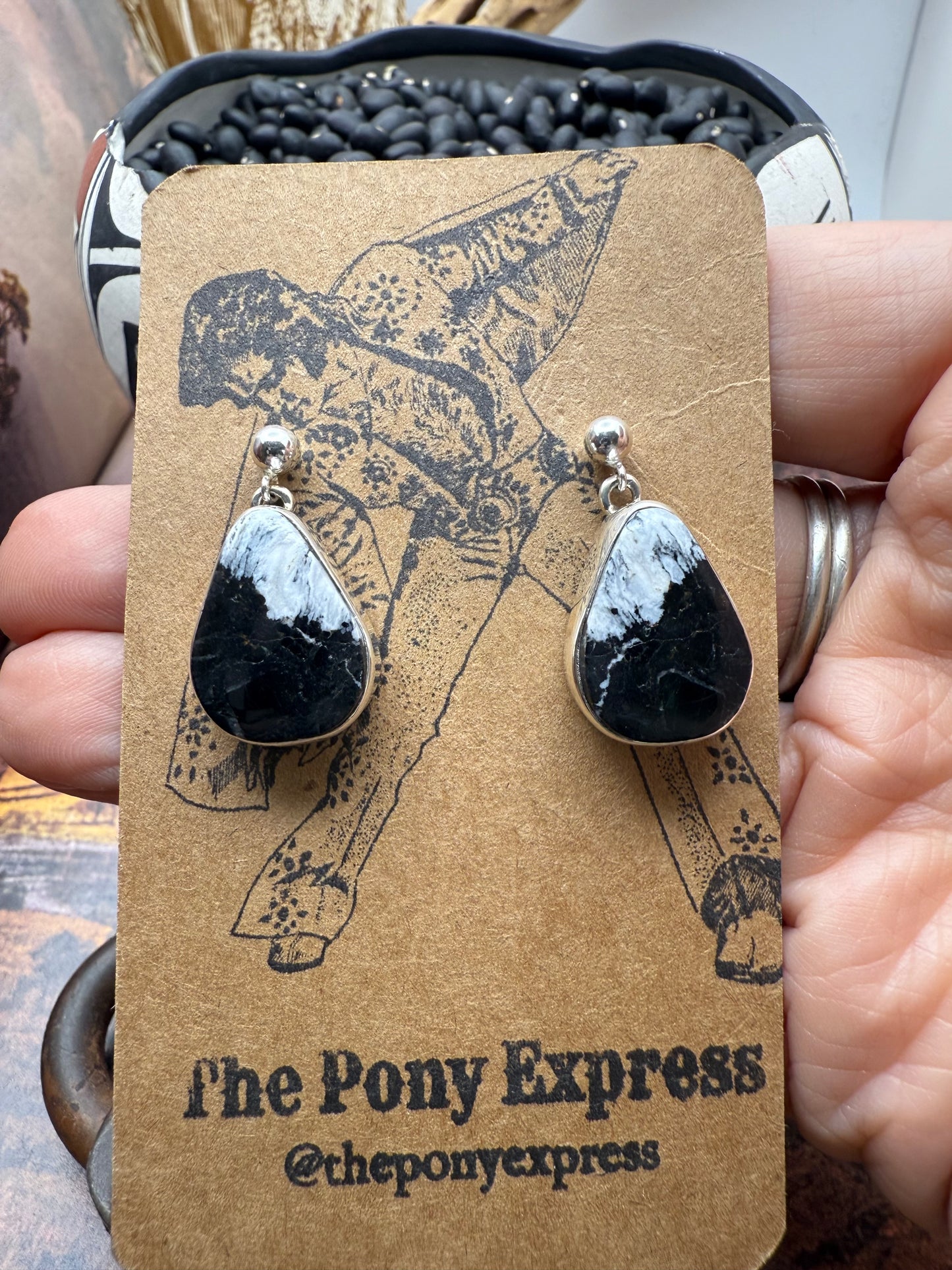 White Buffalo Dangle Earrings