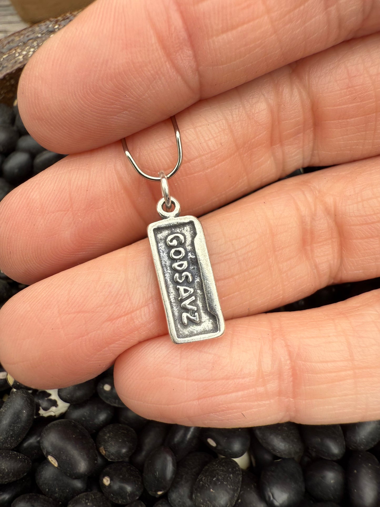 GODSAVZ Vanity Plate Sterling Silver Charm