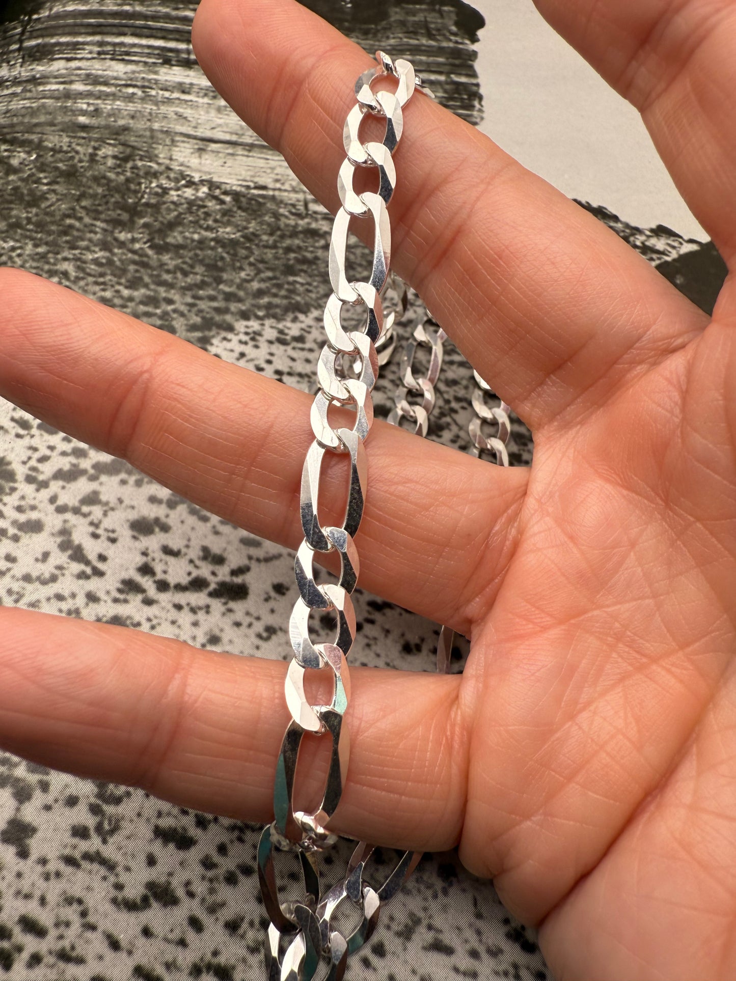 Sterling Silver 6.8mm Figaro Chain