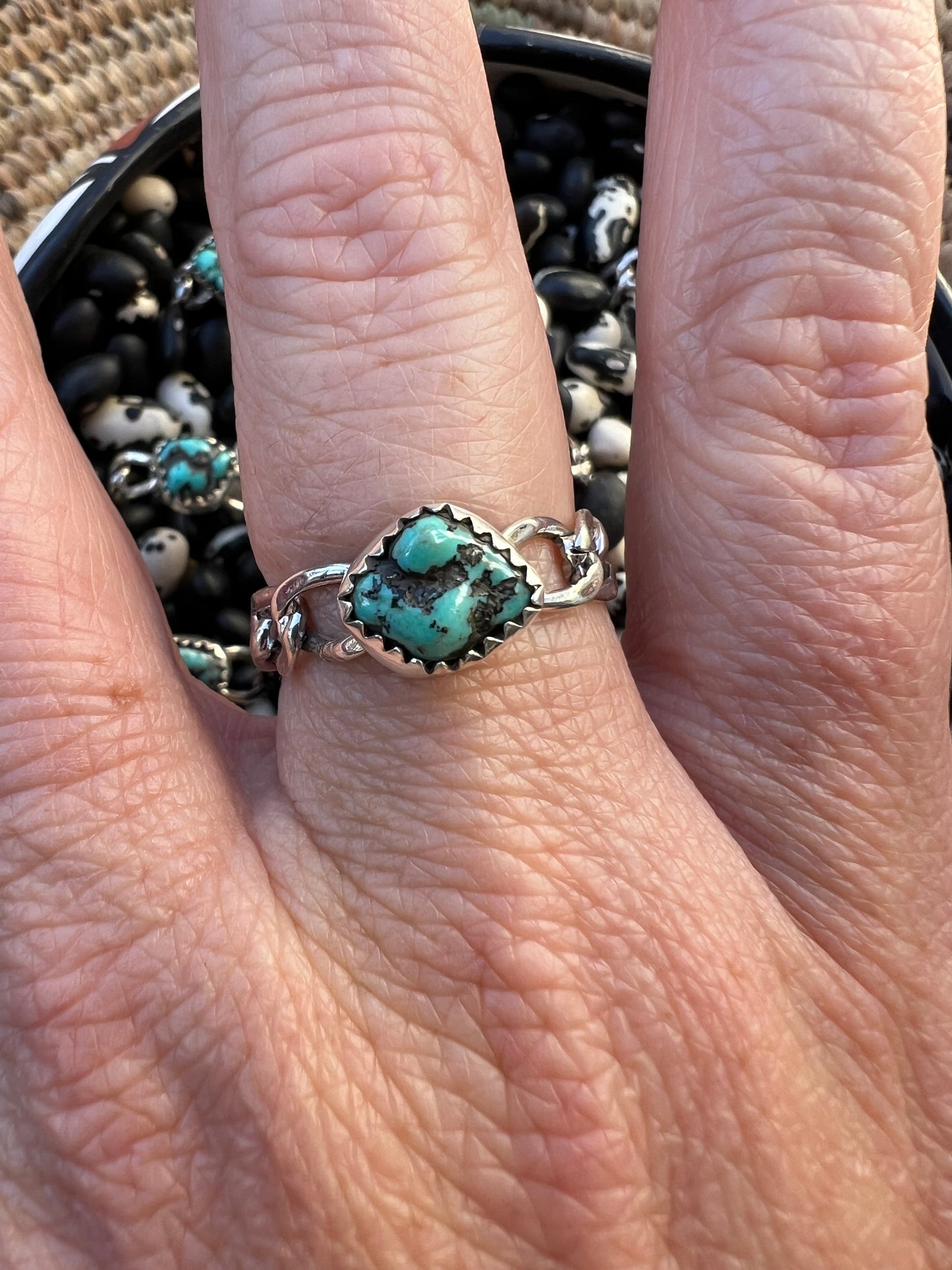 Turquoise Chain Link Ring
