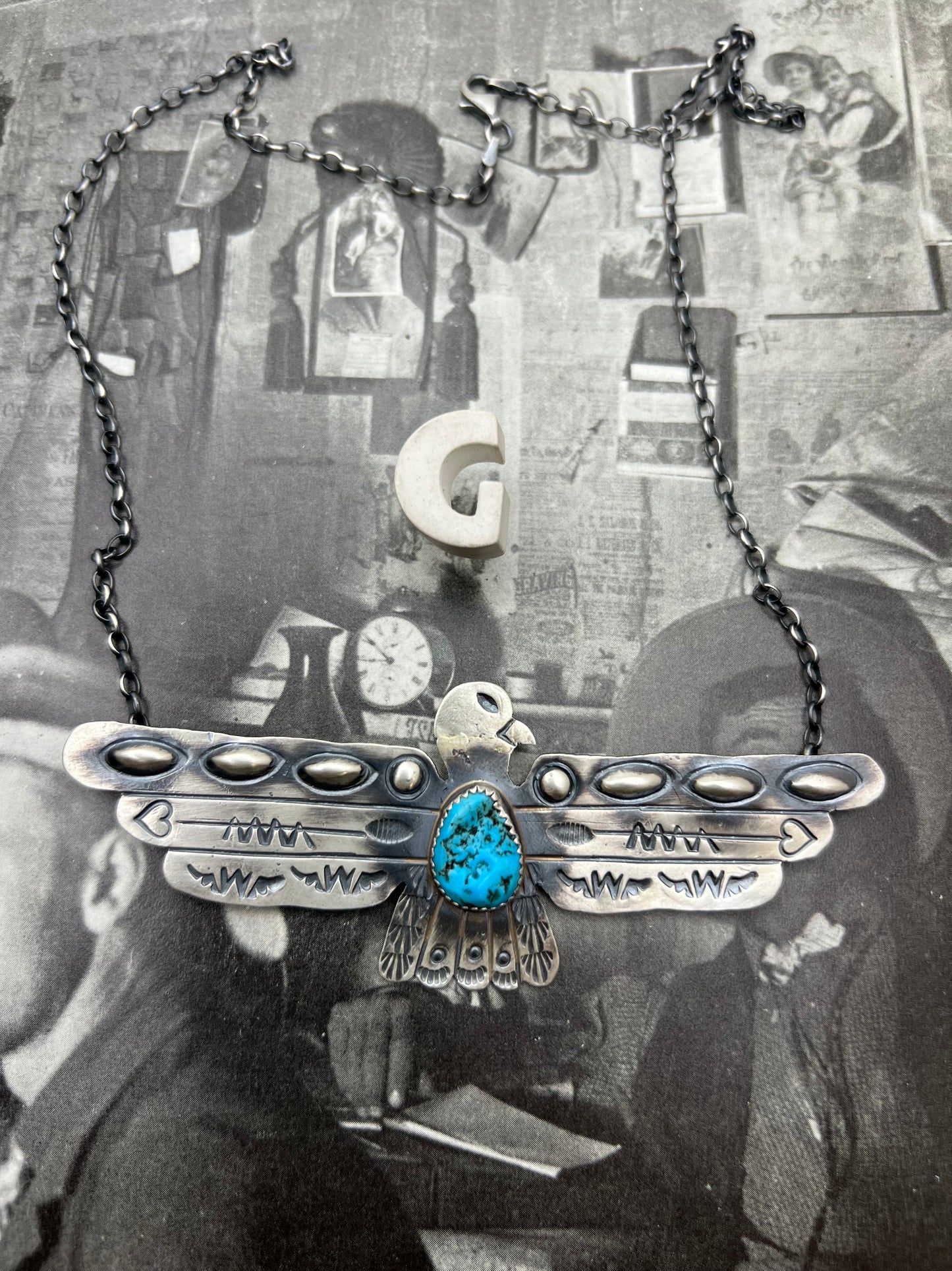 Large Thunderbird Turquoise Necklace