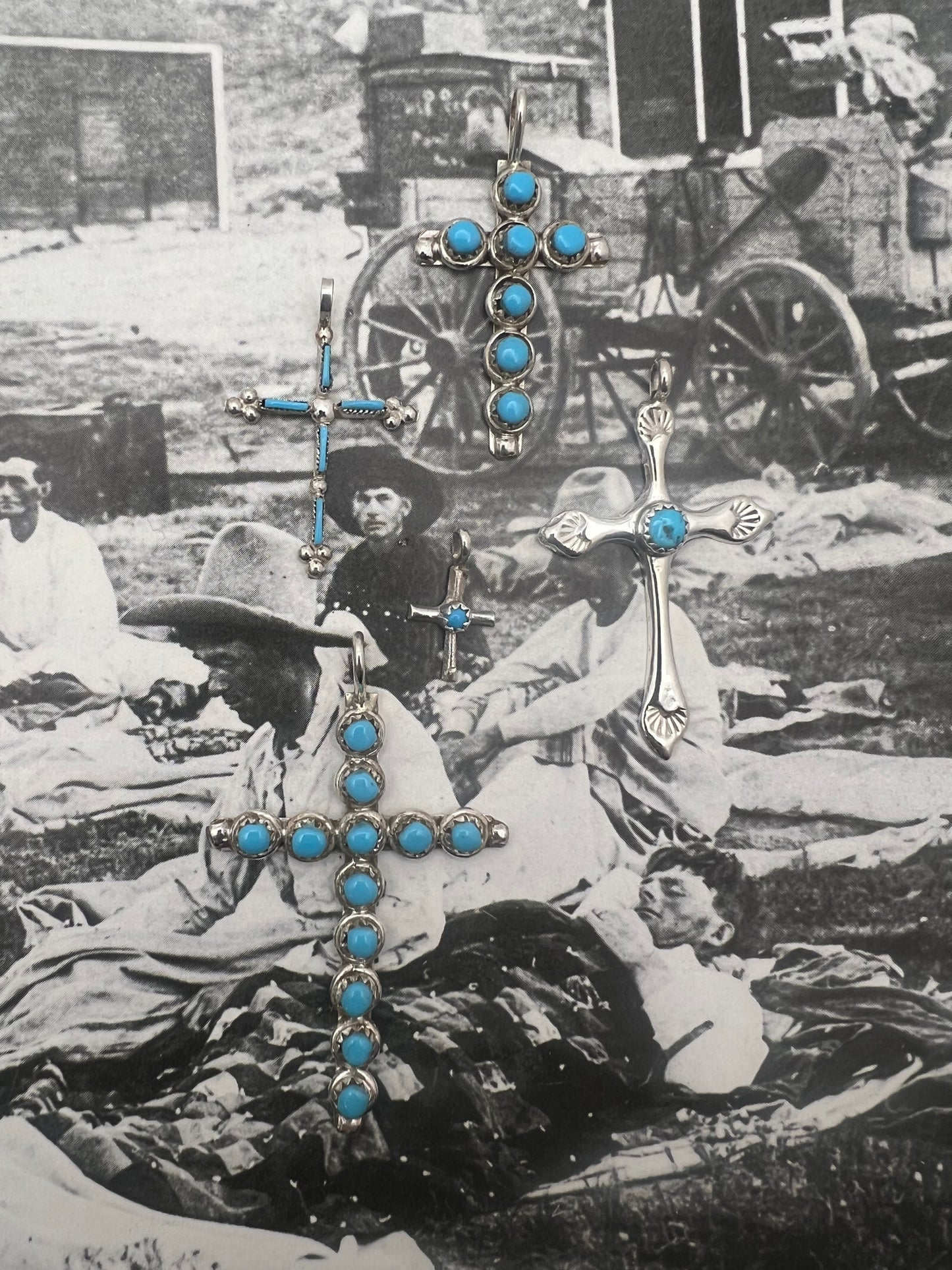 Zuni Needlepoint Turquoise Cross