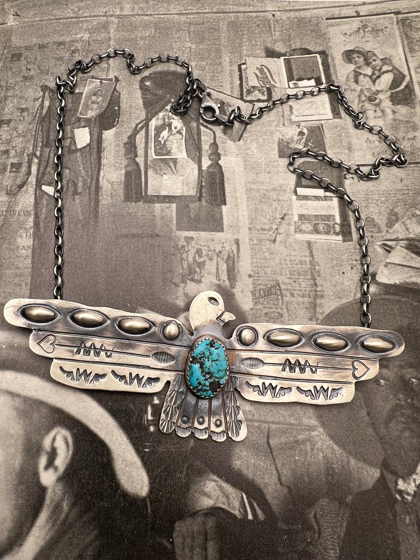 Large Thunderbird Turquoise Necklace