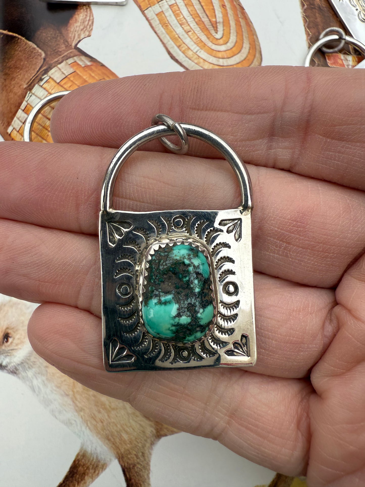 Handstamped Sterling Turquoise Locks