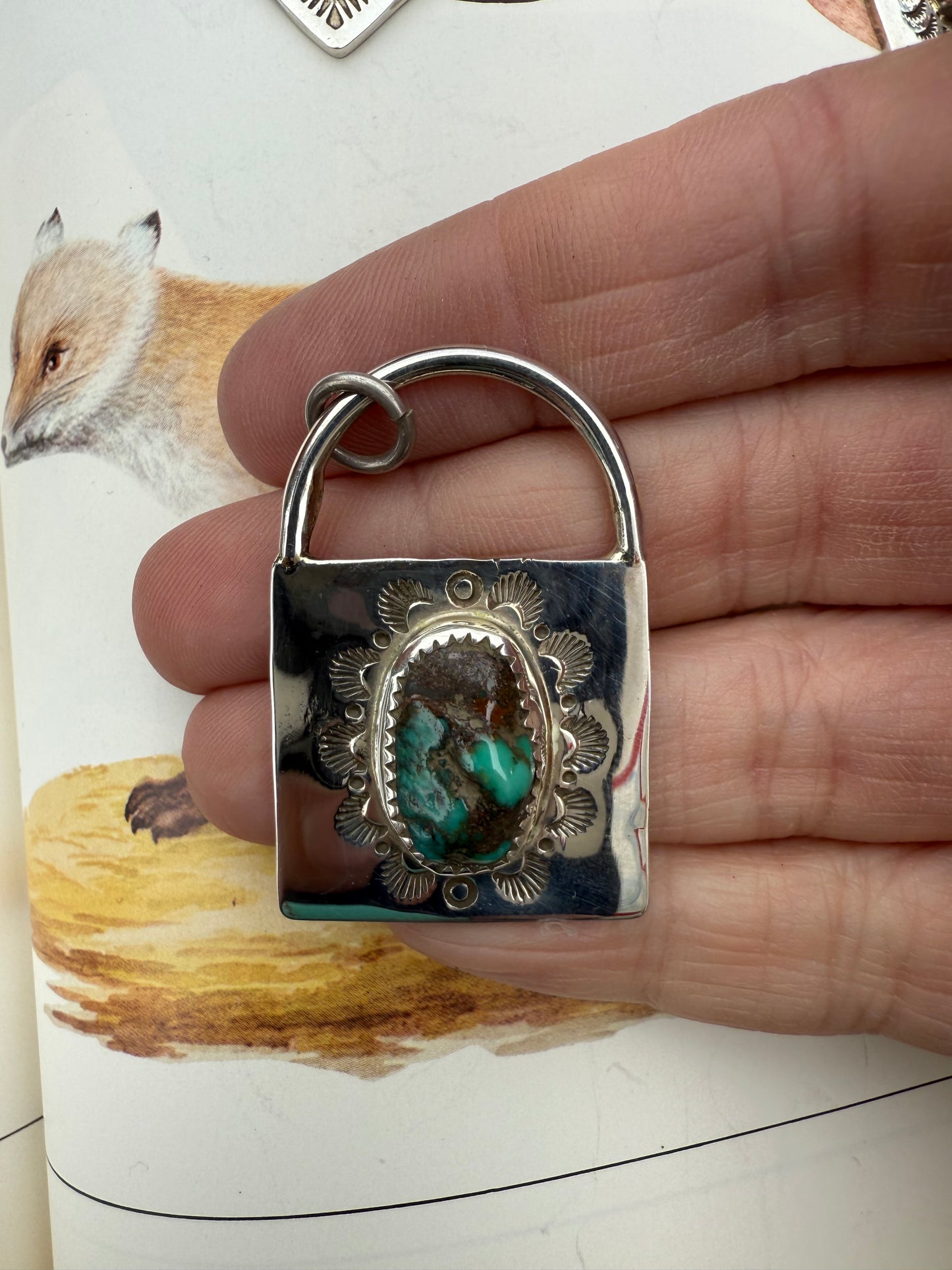 Handstamped Sterling Turquoise Locks