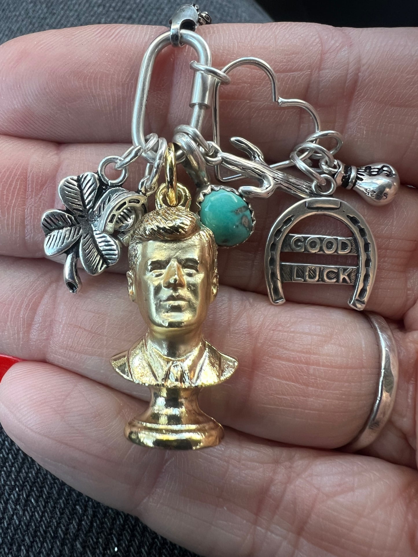 Vintage 1960s Deadstock JFK bust charm