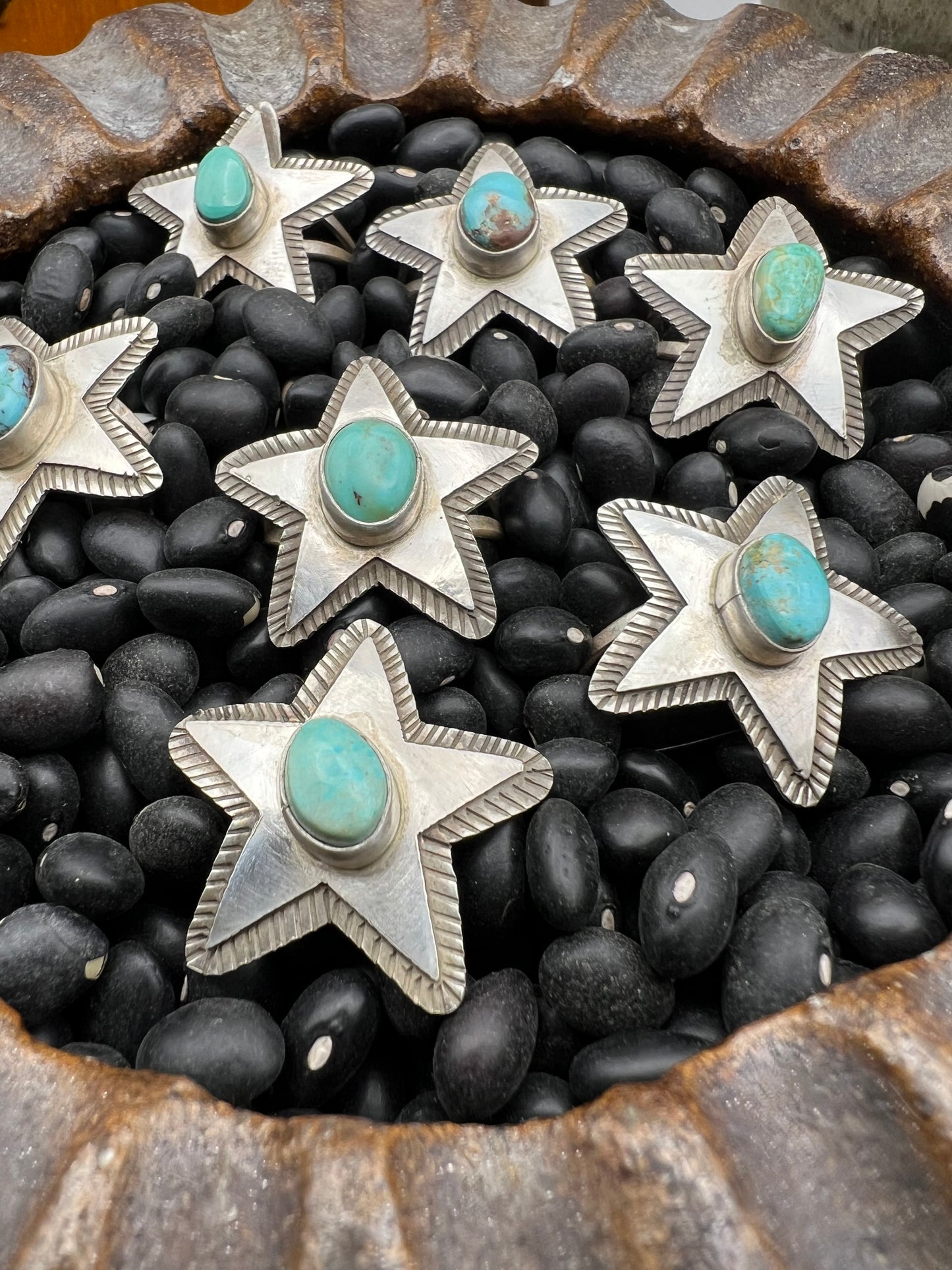 Sterling Silver Turquoise Star Rings