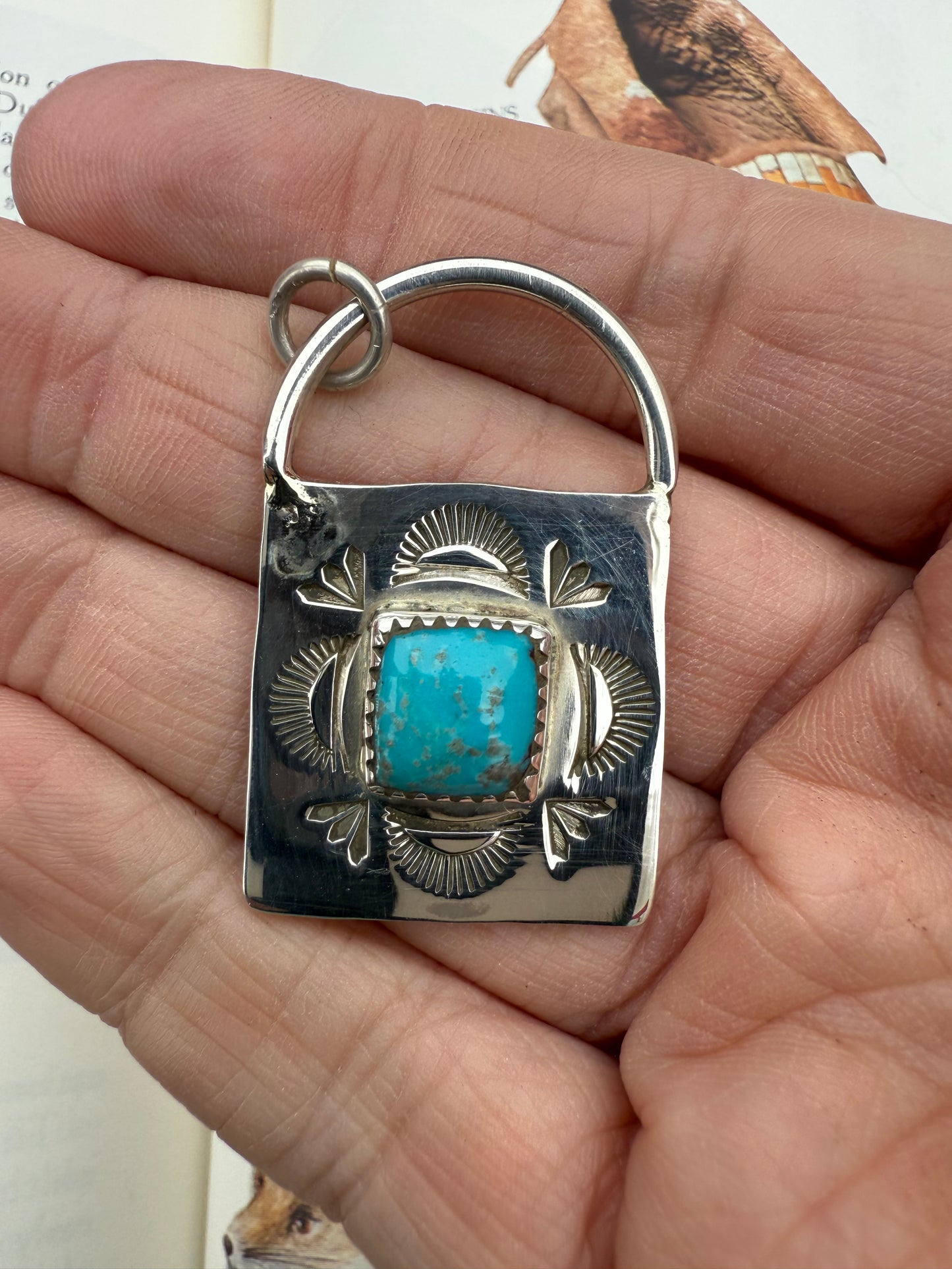 Handstamped Sterling Turquoise Locks