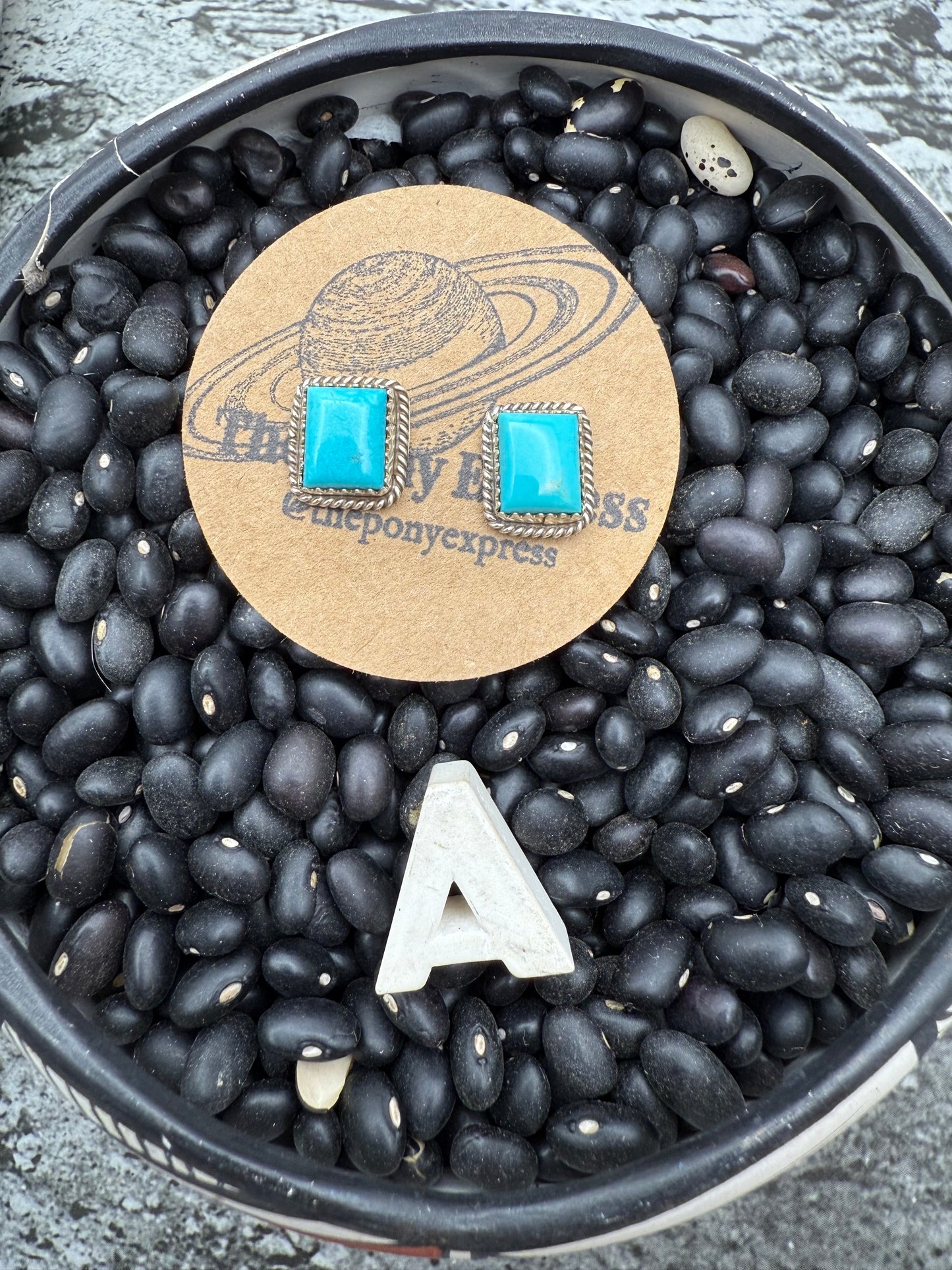 Rectangle Turquoise Studs