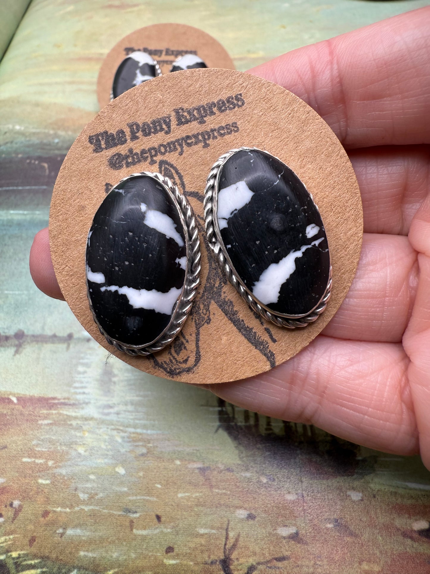 Large White Buffalo Stud Earrings