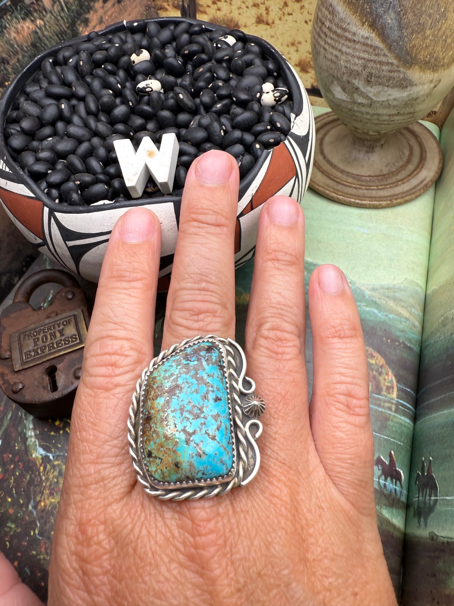 $99 Turquoise Statement Ring W size 11.5