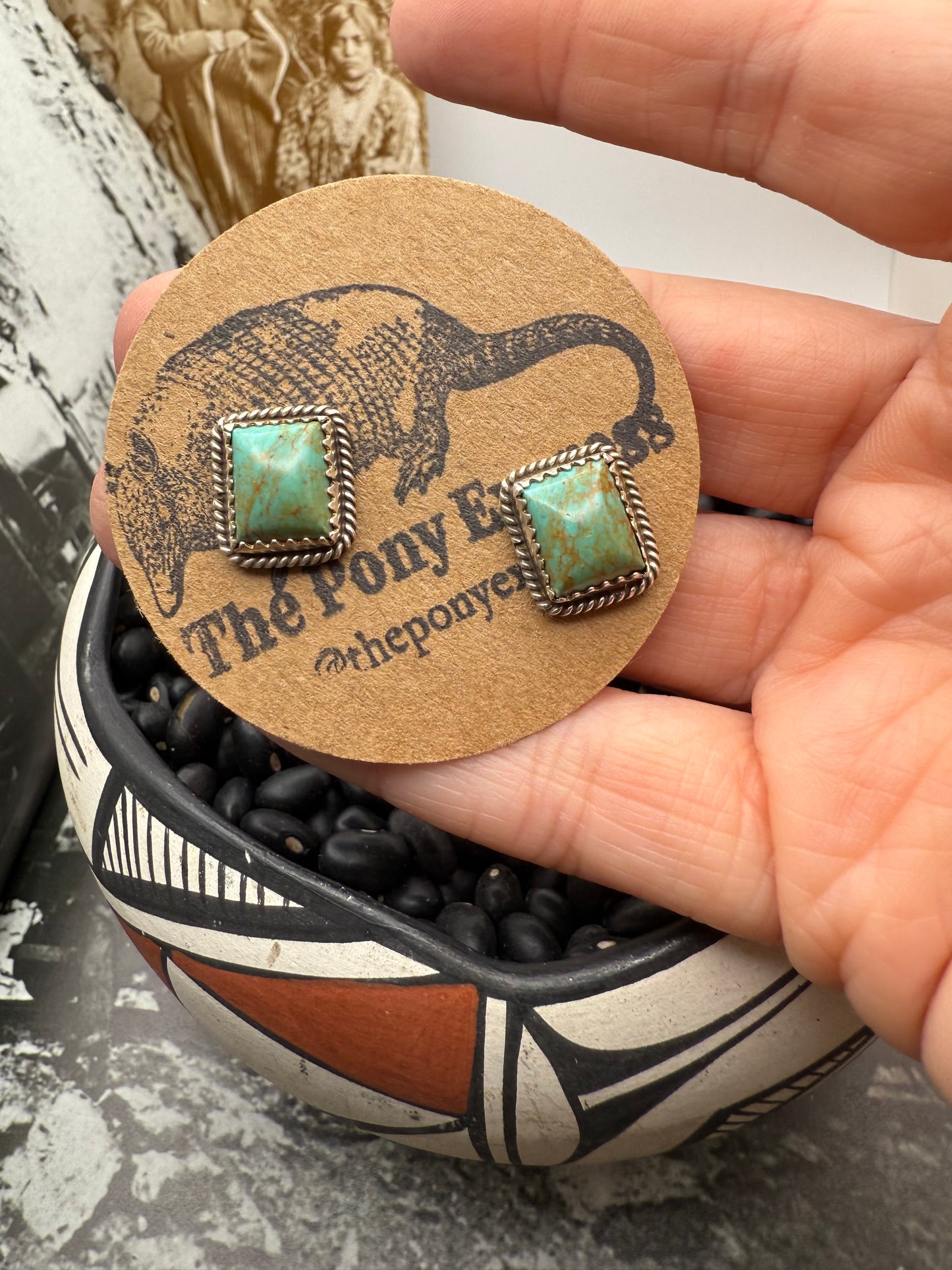 Rectangle Turquoise Studs