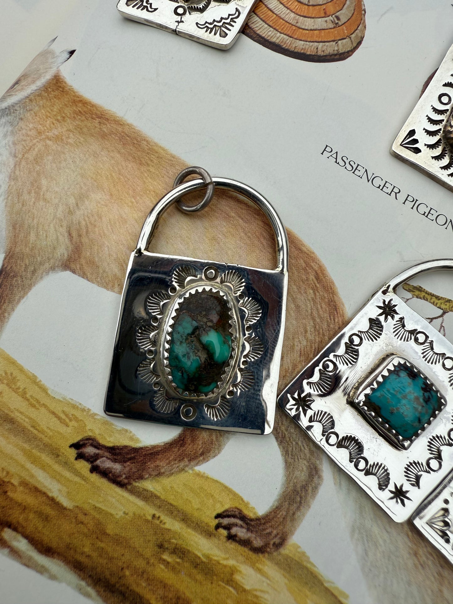 Handstamped Sterling Turquoise Locks