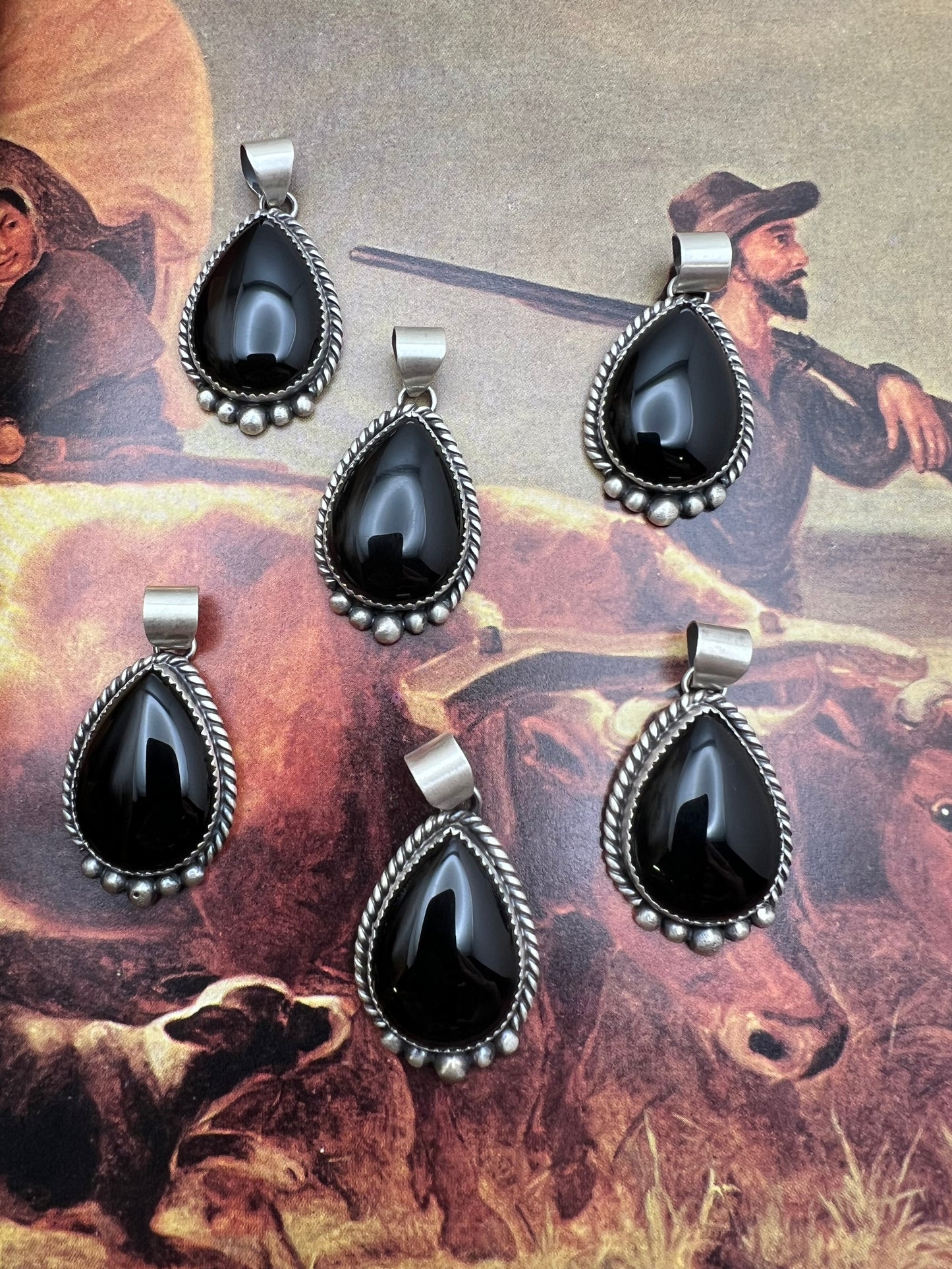 Black Onyx Pendant with Bead detail