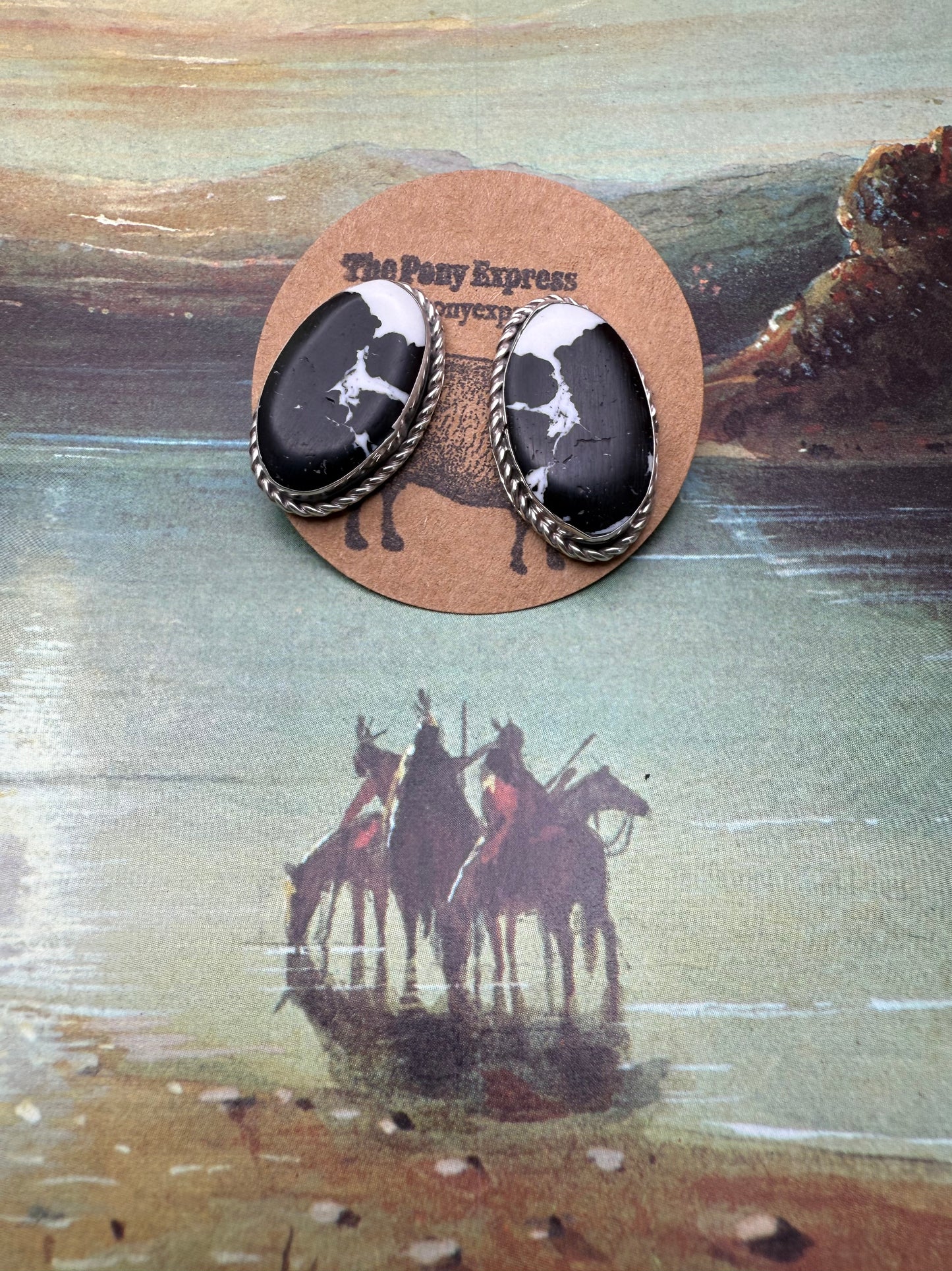 Large White Buffalo Stud Earrings