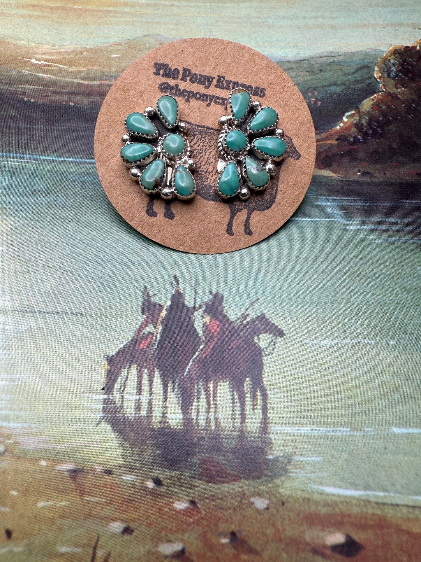 Turquoise Half Cluster Earrings