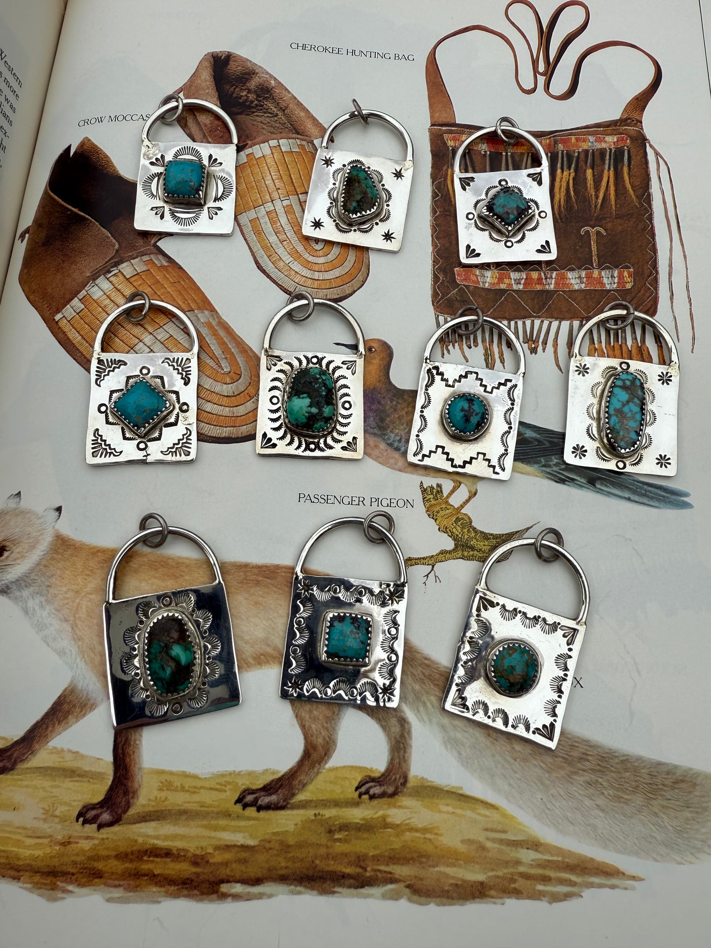 Handstamped Sterling Turquoise Locks