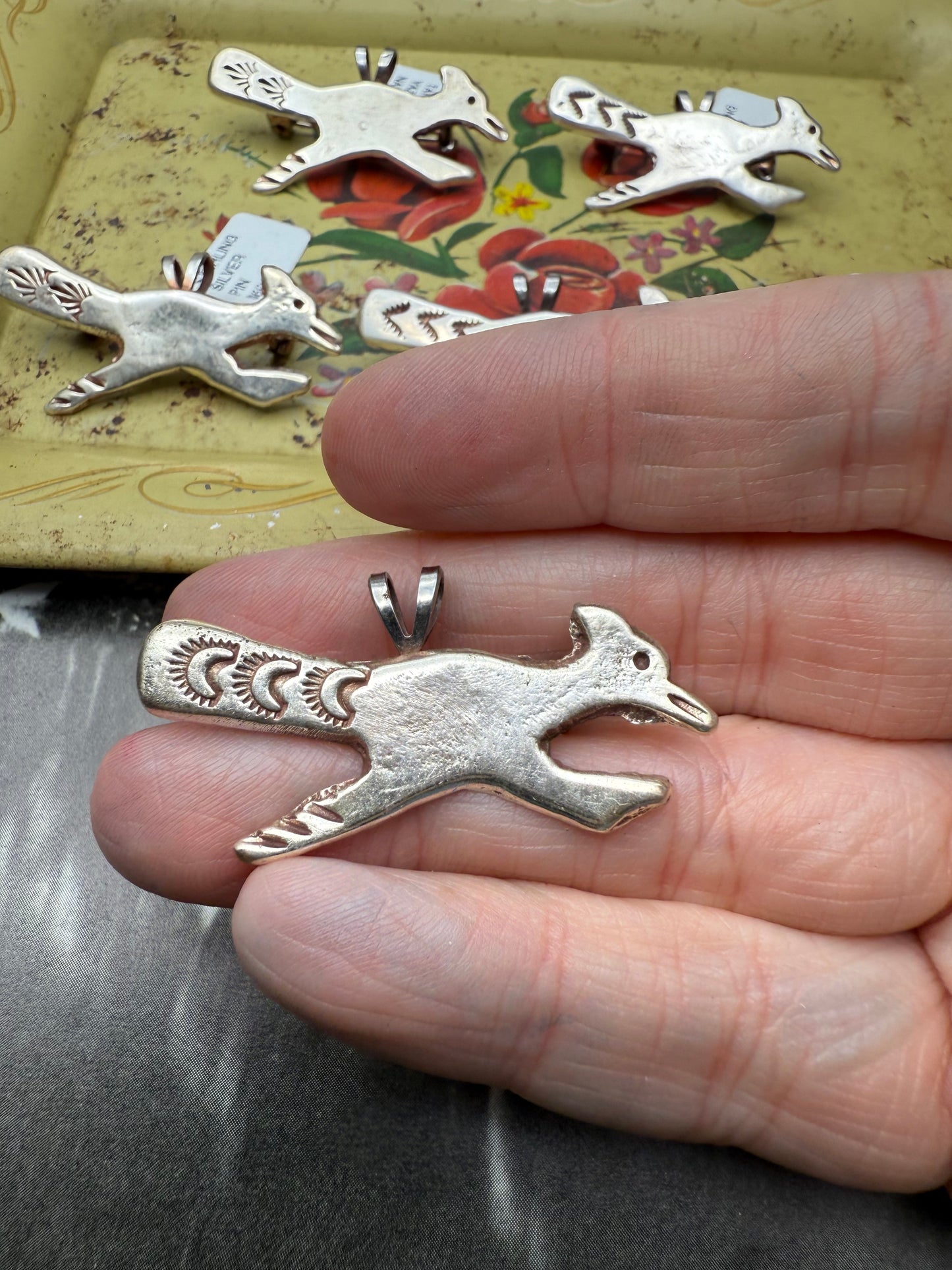 Road Runner Stamped Pin Pendant