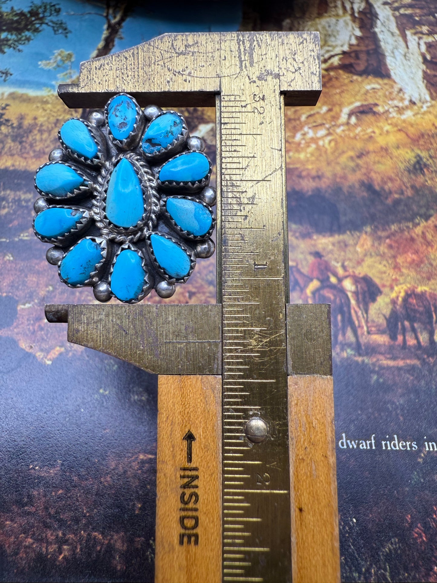 Hand cut Turquoise cluster stud earrings