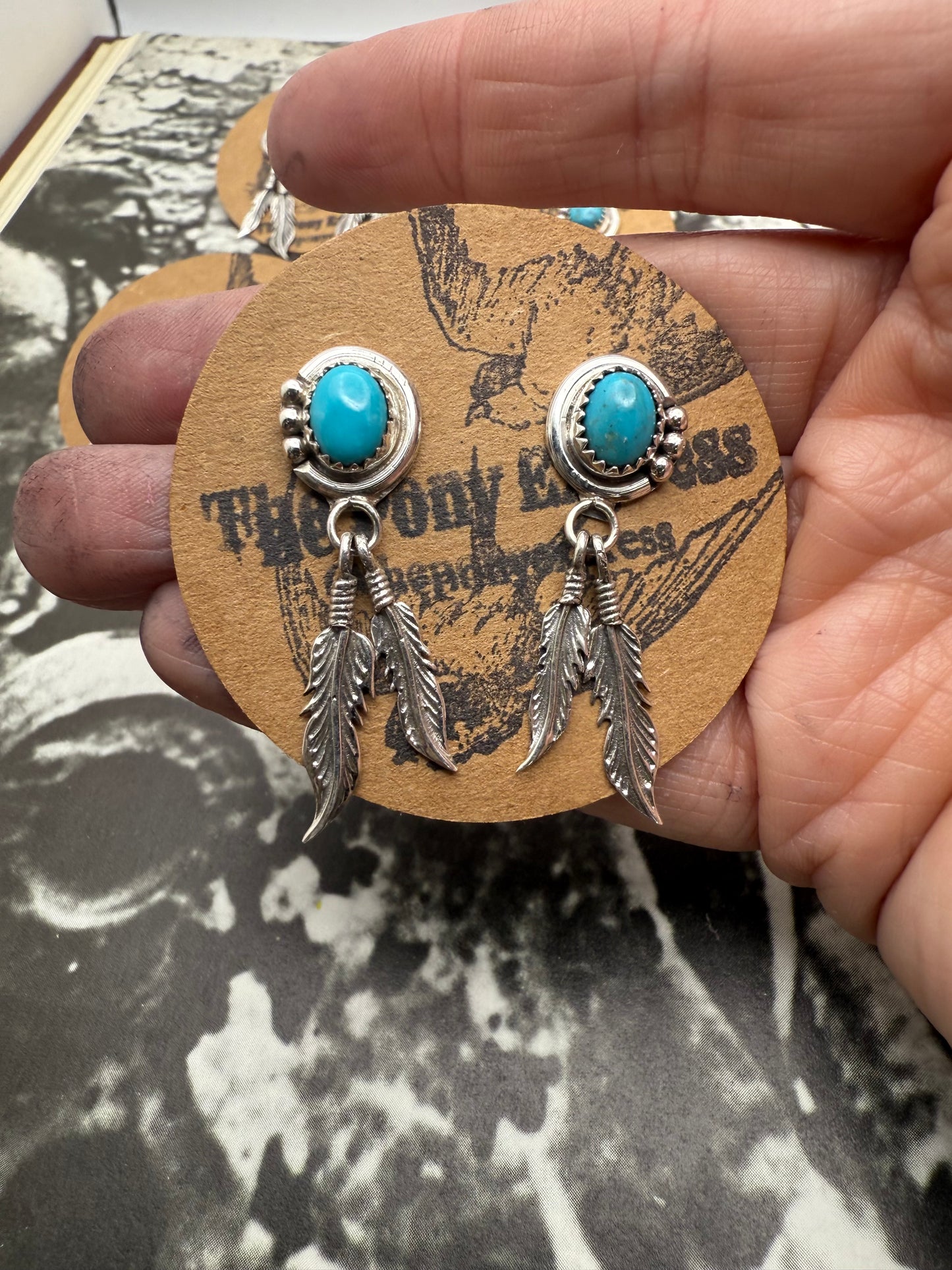 Turquoise Feather Dangles