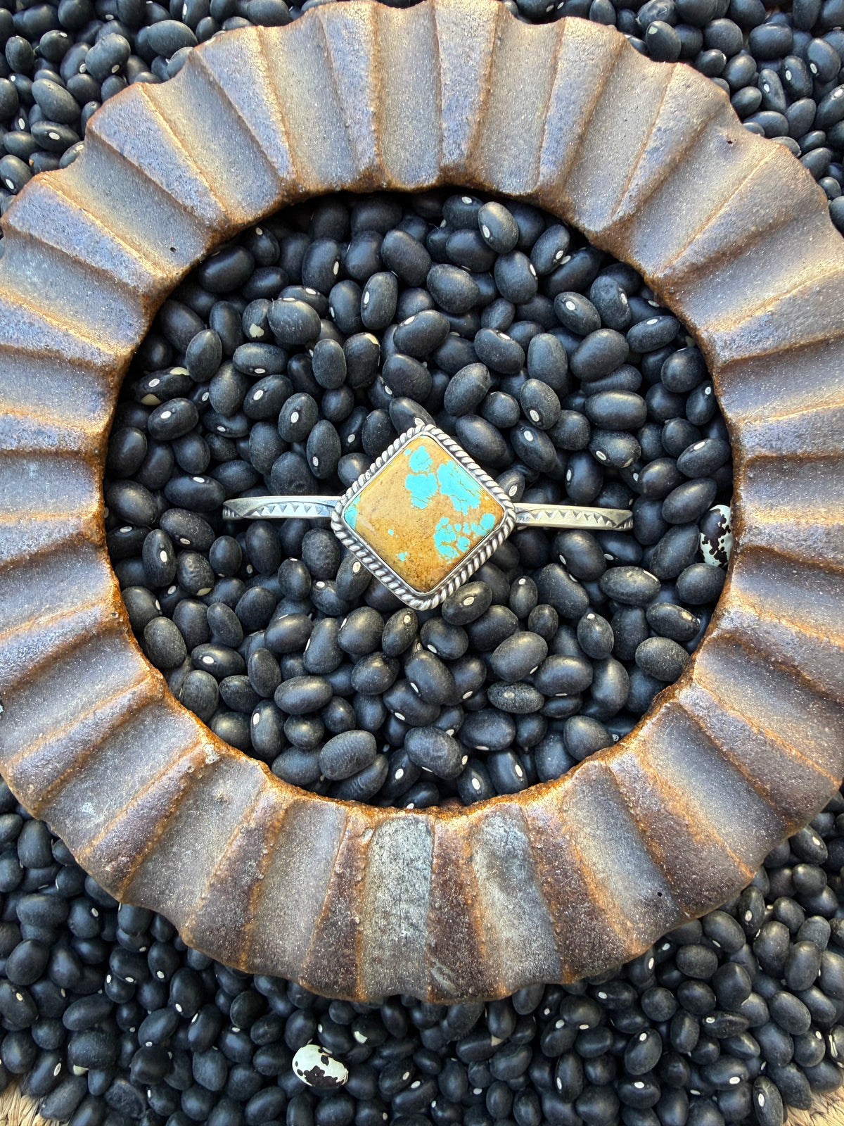 Turquoise Hand Stamped Cuff