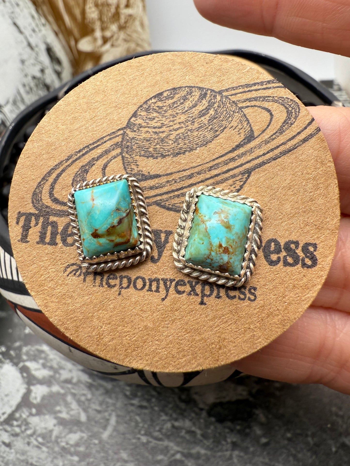 Rectangle Turquoise Studs
