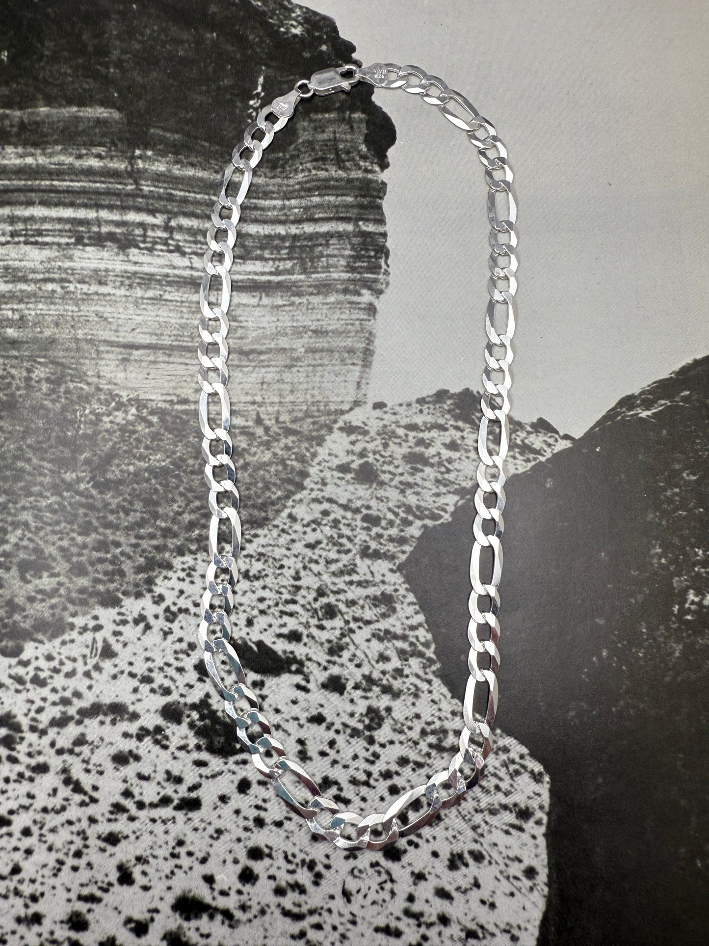 Sterling Silver 6.8mm Figaro Chain