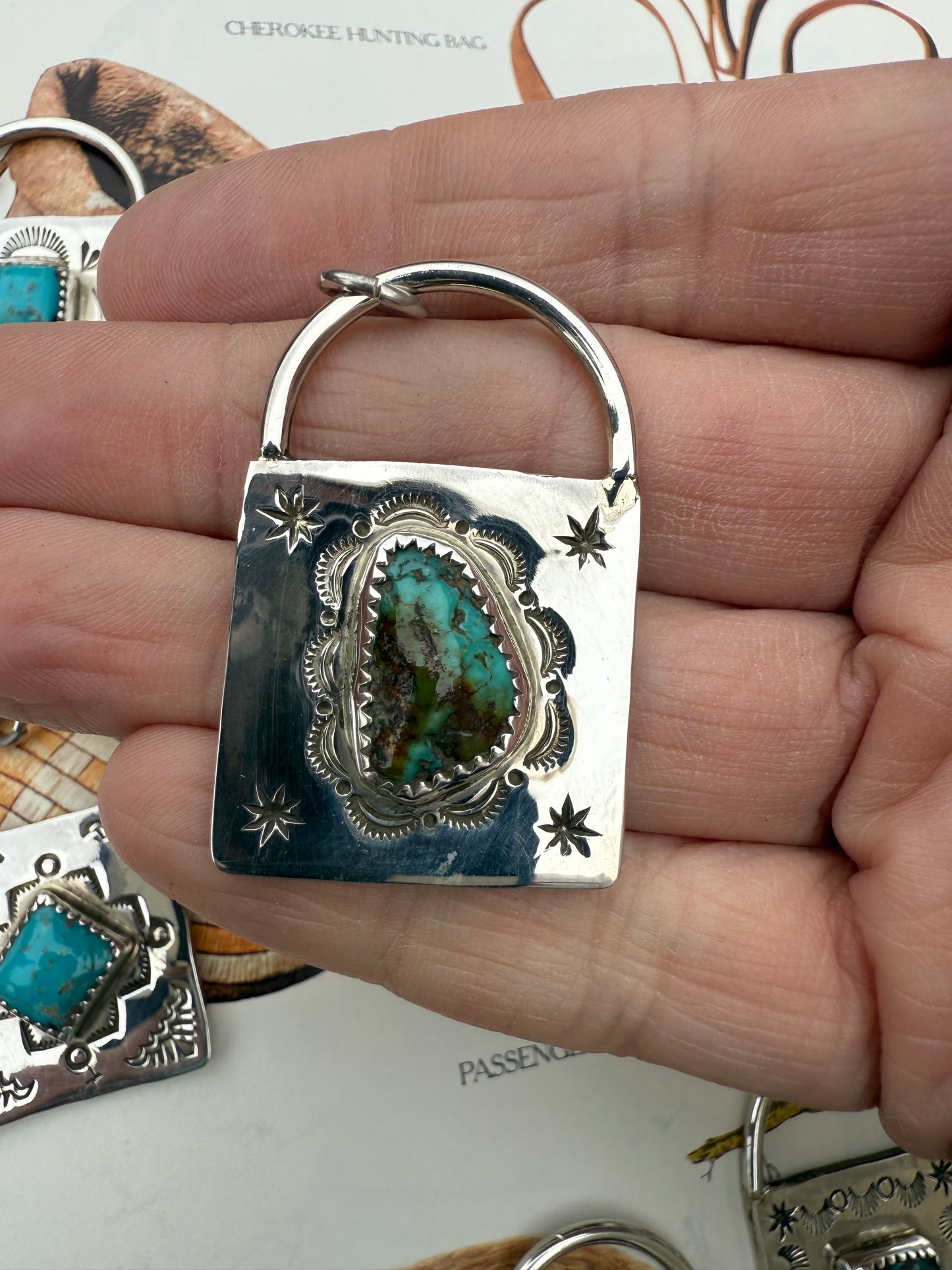 Handstamped Sterling Turquoise Locks