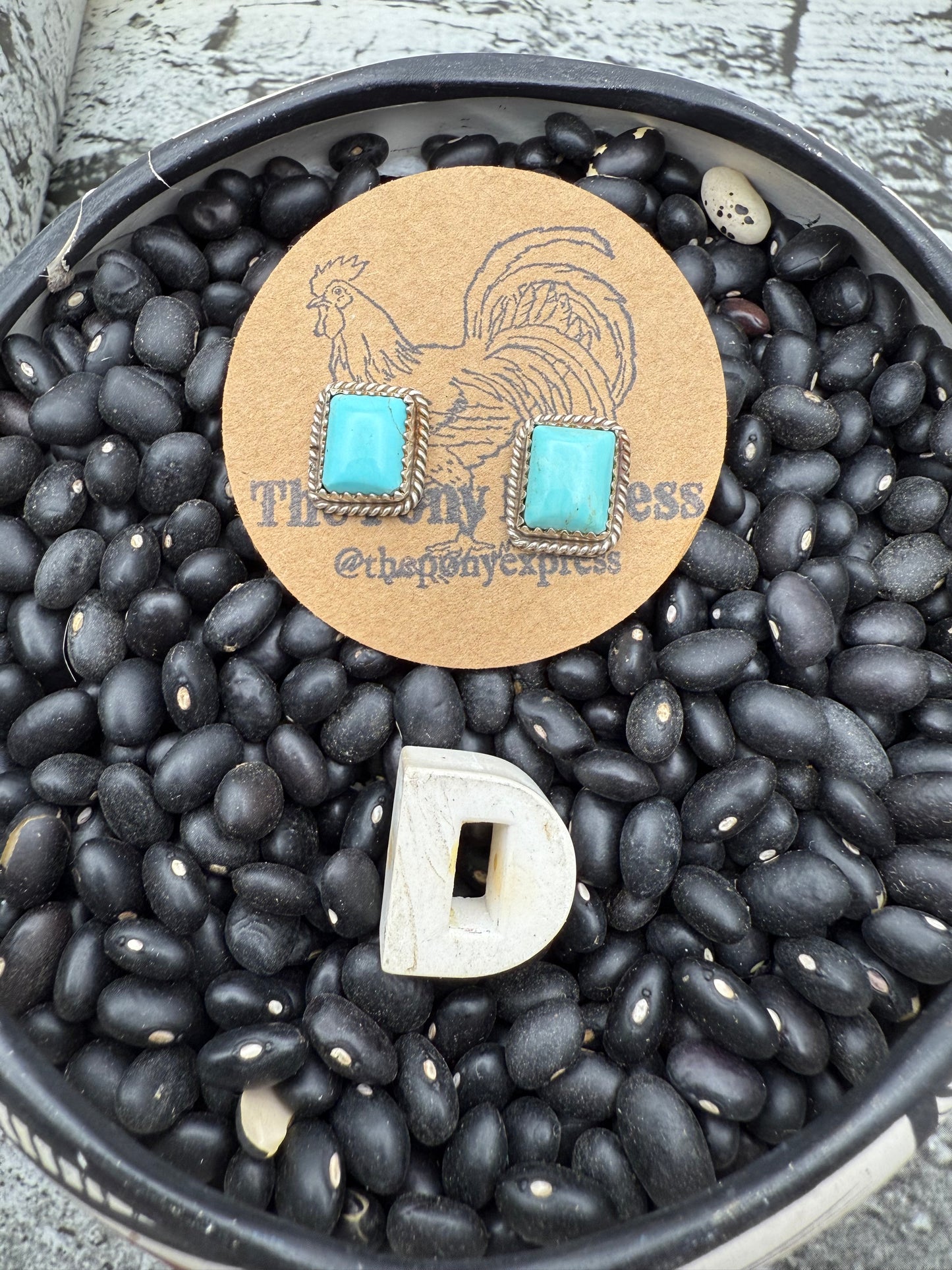 Rectangle Turquoise Studs