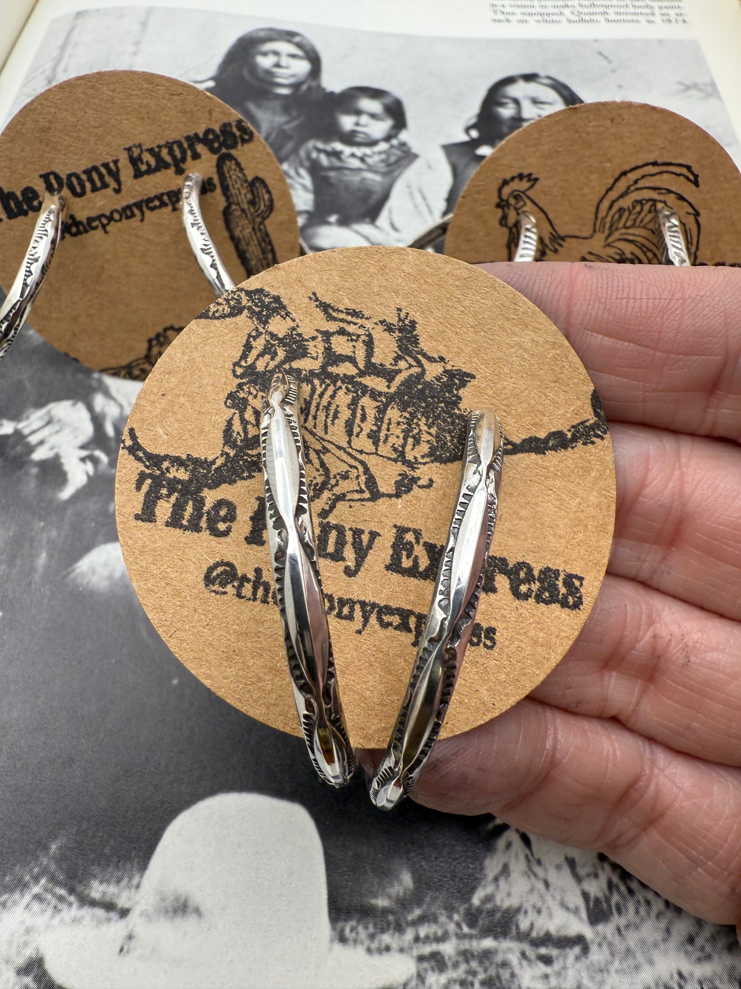 Native American Large Hand stamped Hoops