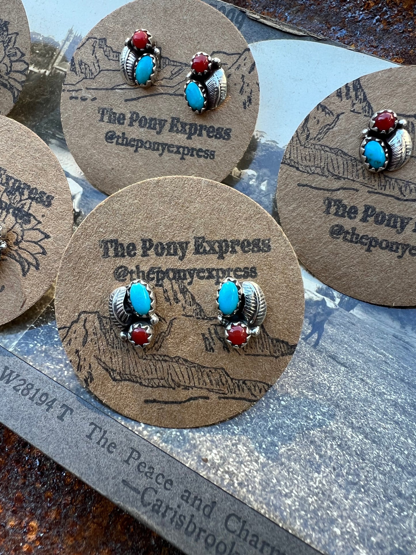 Turquoise Coral Cuff with matching studs for mommy & me