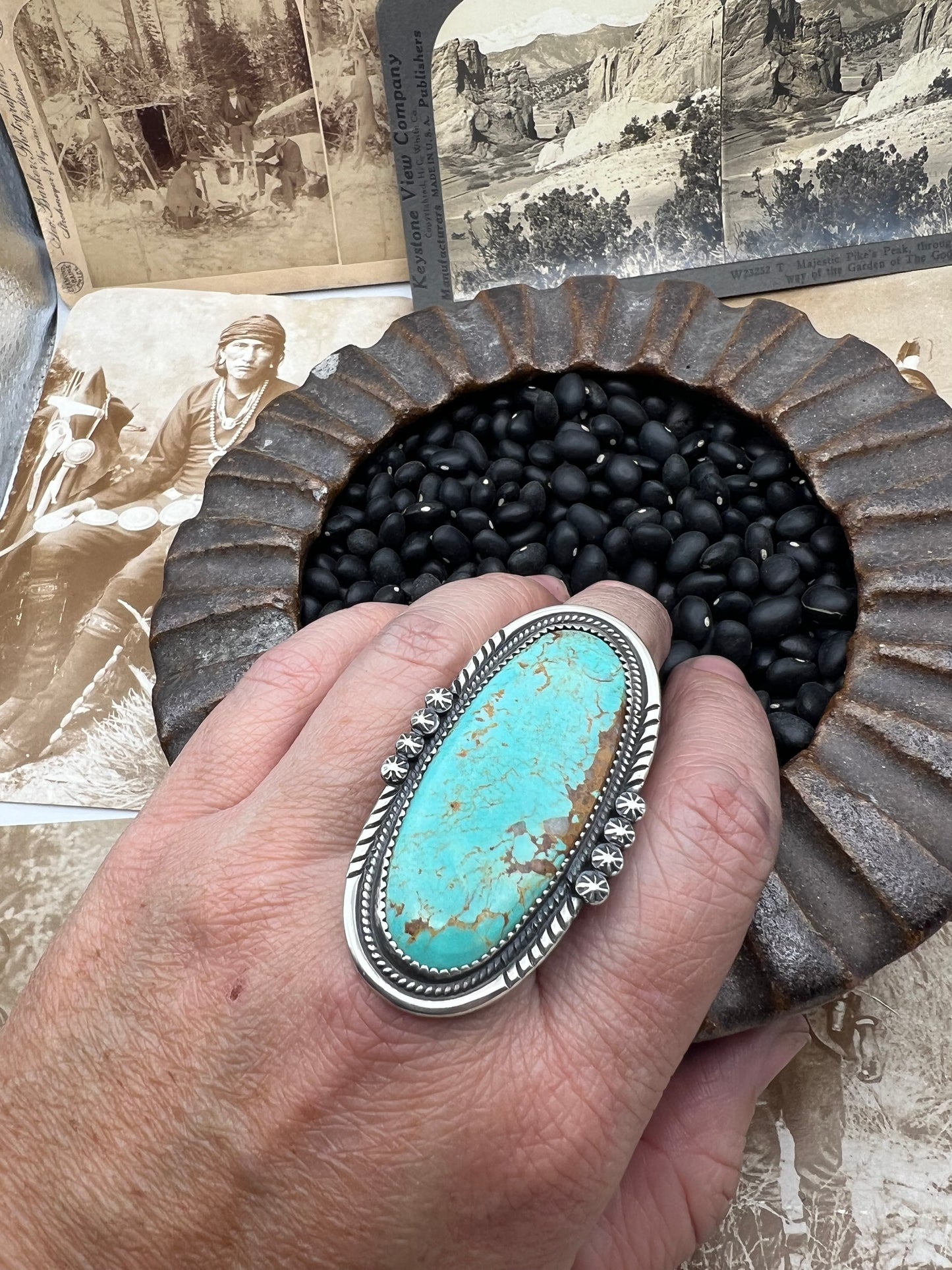 Large Turquoise Ring size 9 LE