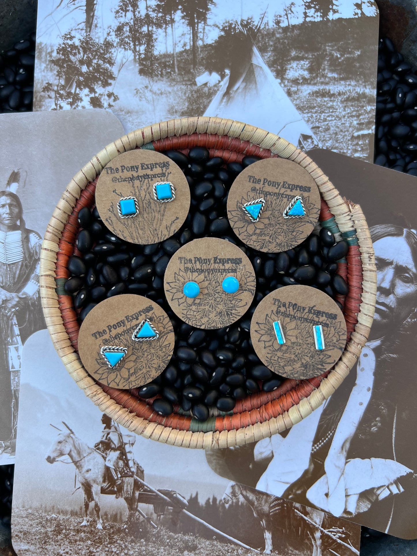 Small Turquoise Bar Studs