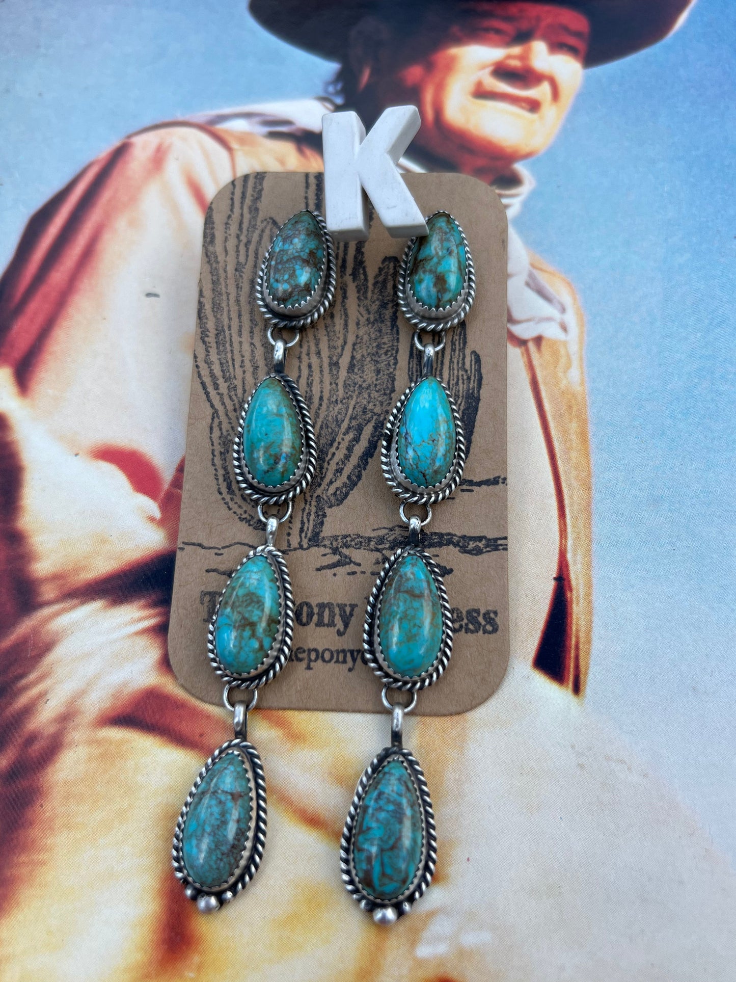 Turquoise 4 Tear Drop Earring