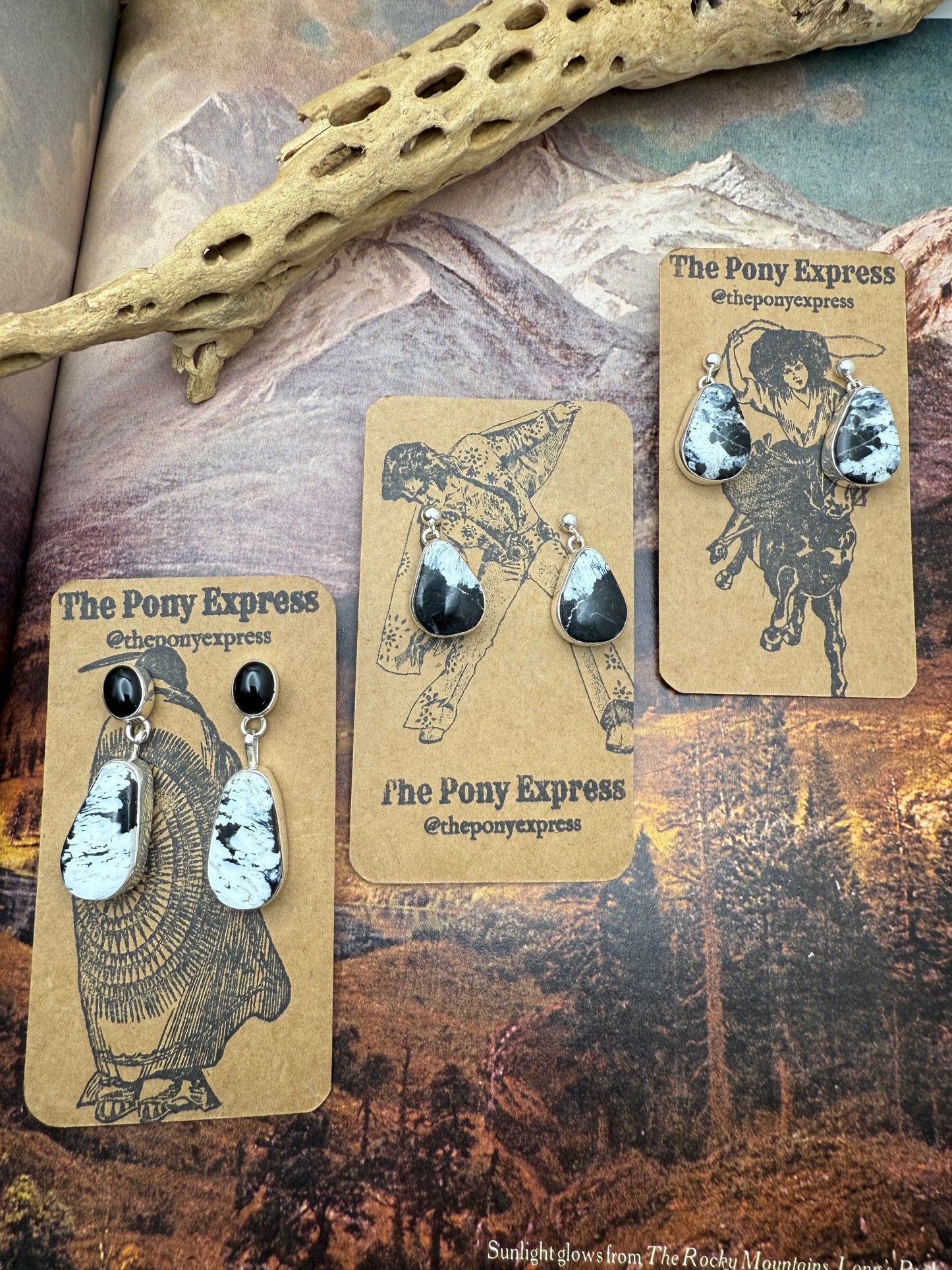 White Buffalo Dangle Earrings