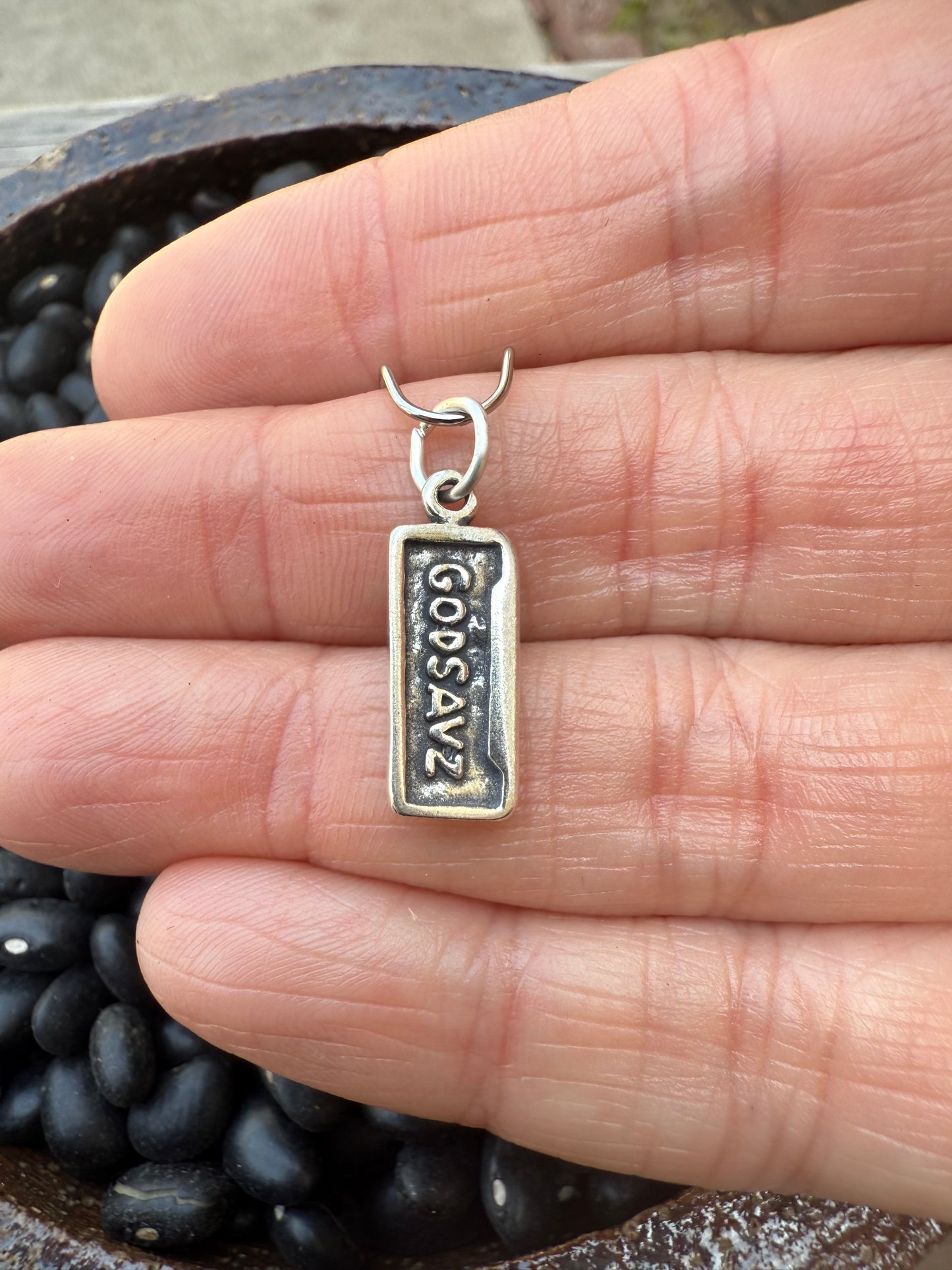 GODSAVZ Vanity Plate Sterling Silver Charm