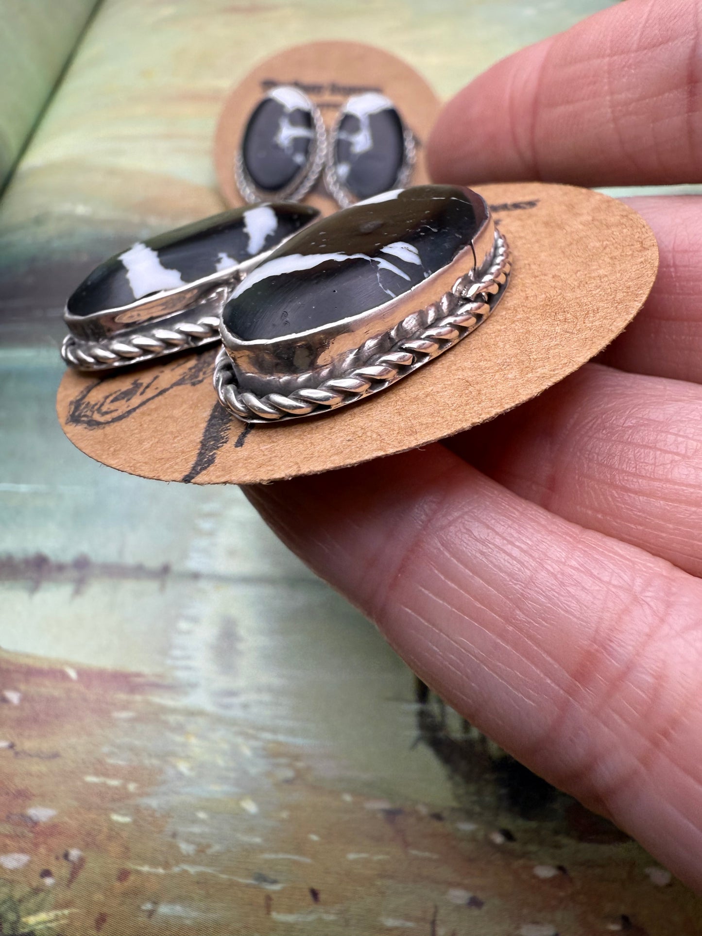 Large White Buffalo Stud Earrings