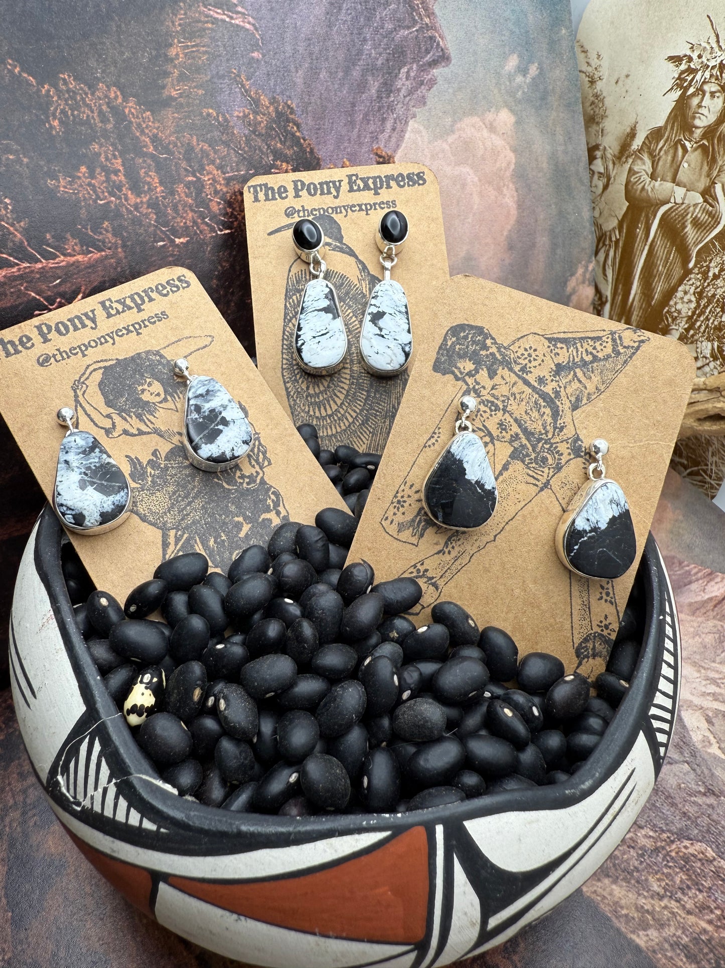 White Buffalo Dangle Earrings