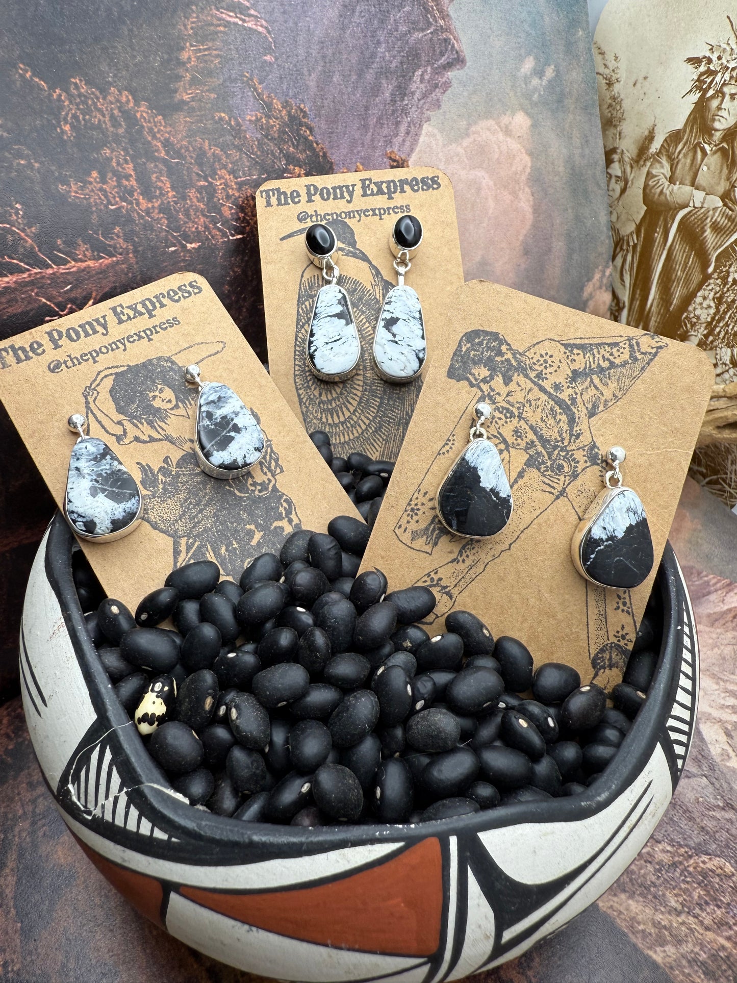 White Buffalo Dangle Earrings