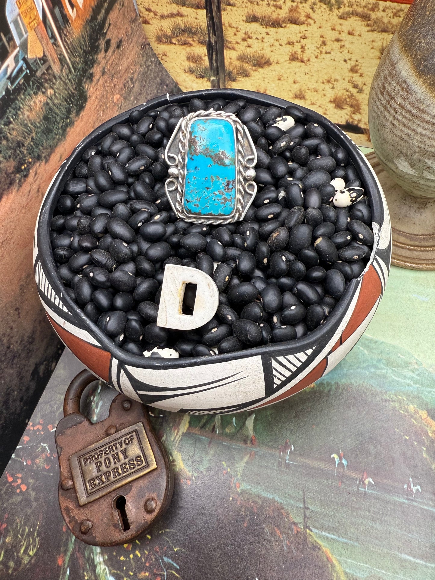 $99 Turquoise Statement Ring D size 7