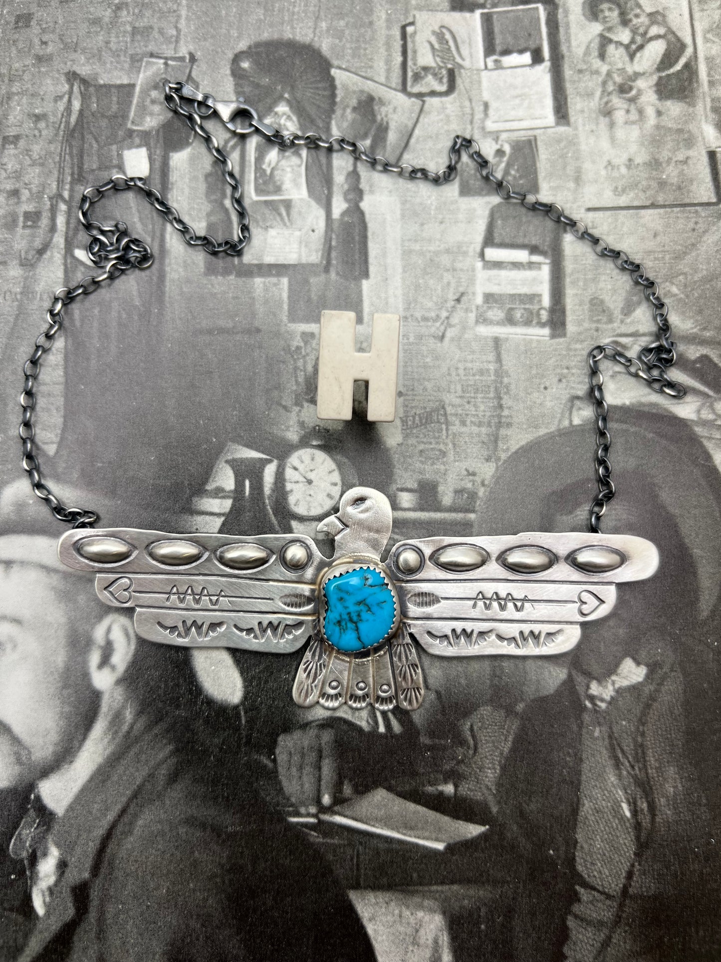 Large Thunderbird Turquoise Necklace